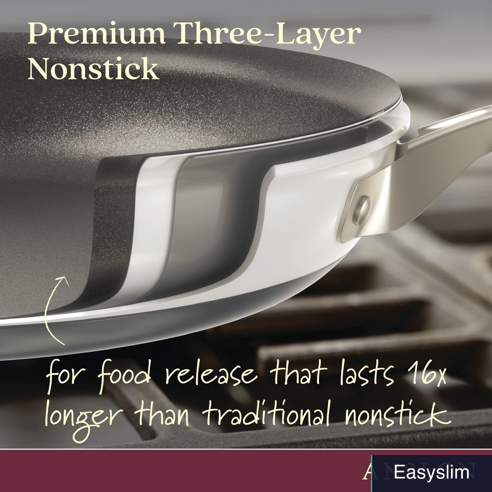 Nonstick Frying Pan 10 Inch, Hard Anodized, Oven Safe 500F, Cream