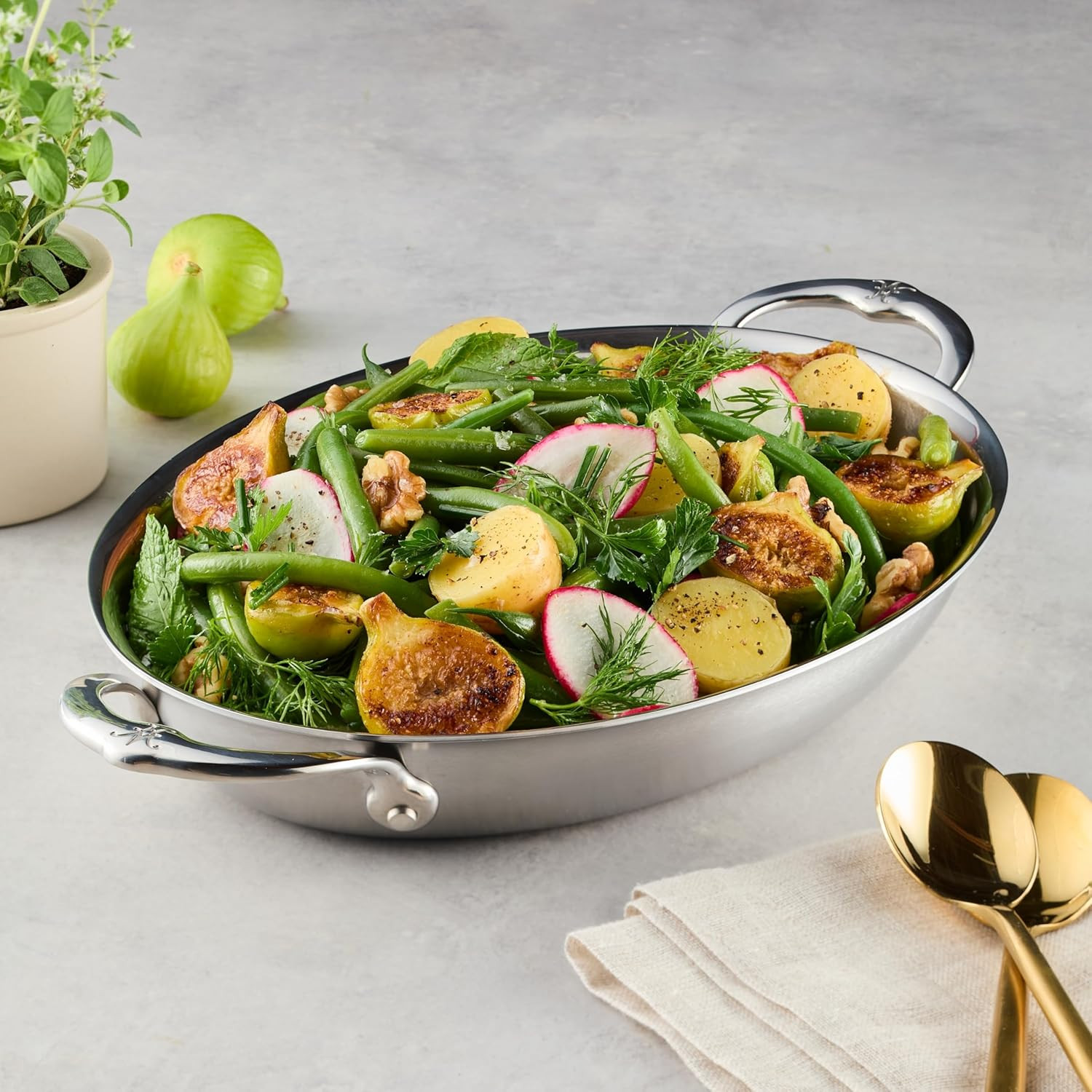 Provisions 2-Quart Stainless Steel Oval Au Gratin Dish – Medium Clad Cookware