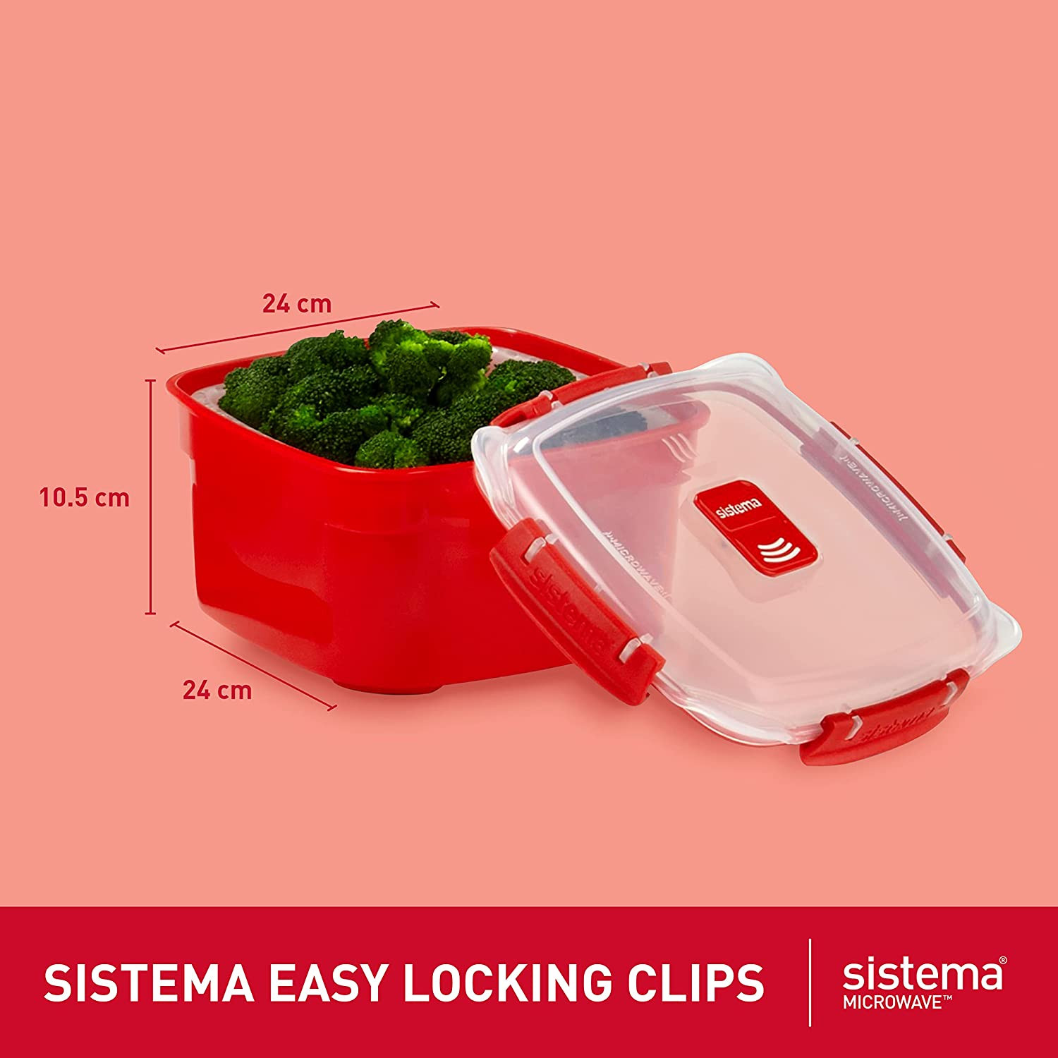 Microwave Food Steamer 3.2L With Basket BPA Free Dishwasher Safe Red Container