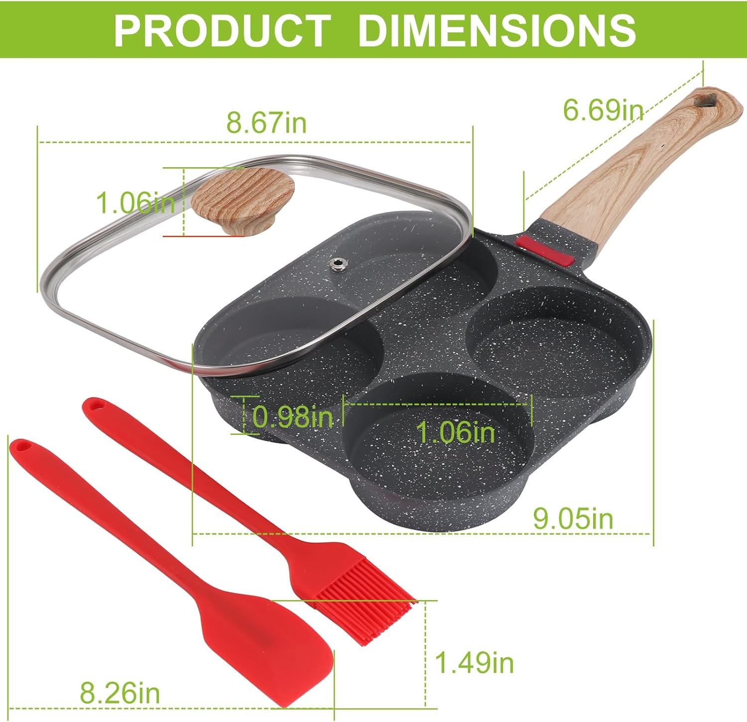 4-Cup Egg Pan, Premium Egg Pans Nonstick, Omelette Pan with Lid , Healthy Egg Fr