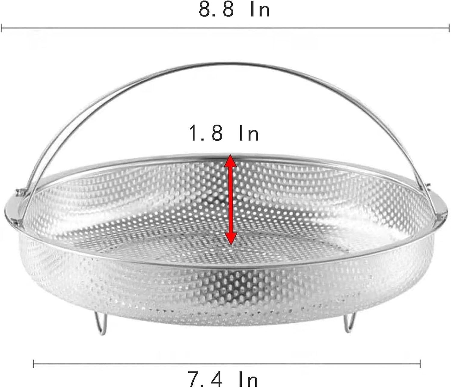 Steamer Basket with Steaming Rack, 8.8 Inch Food Grade Stainless Steel 1 pcs