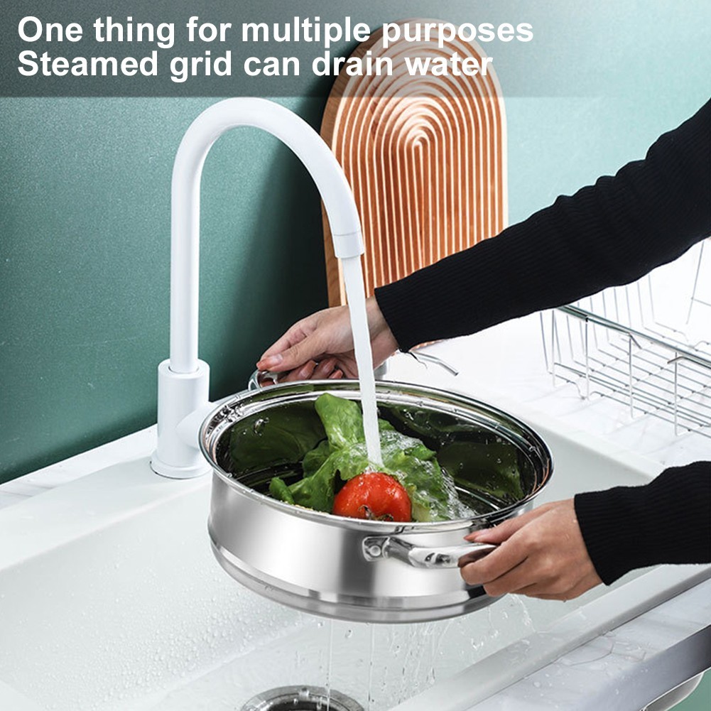 3 Tier Stainless Steel Steamer Cooker Steam Pot Kitchen Food Cooking + Glass Lid