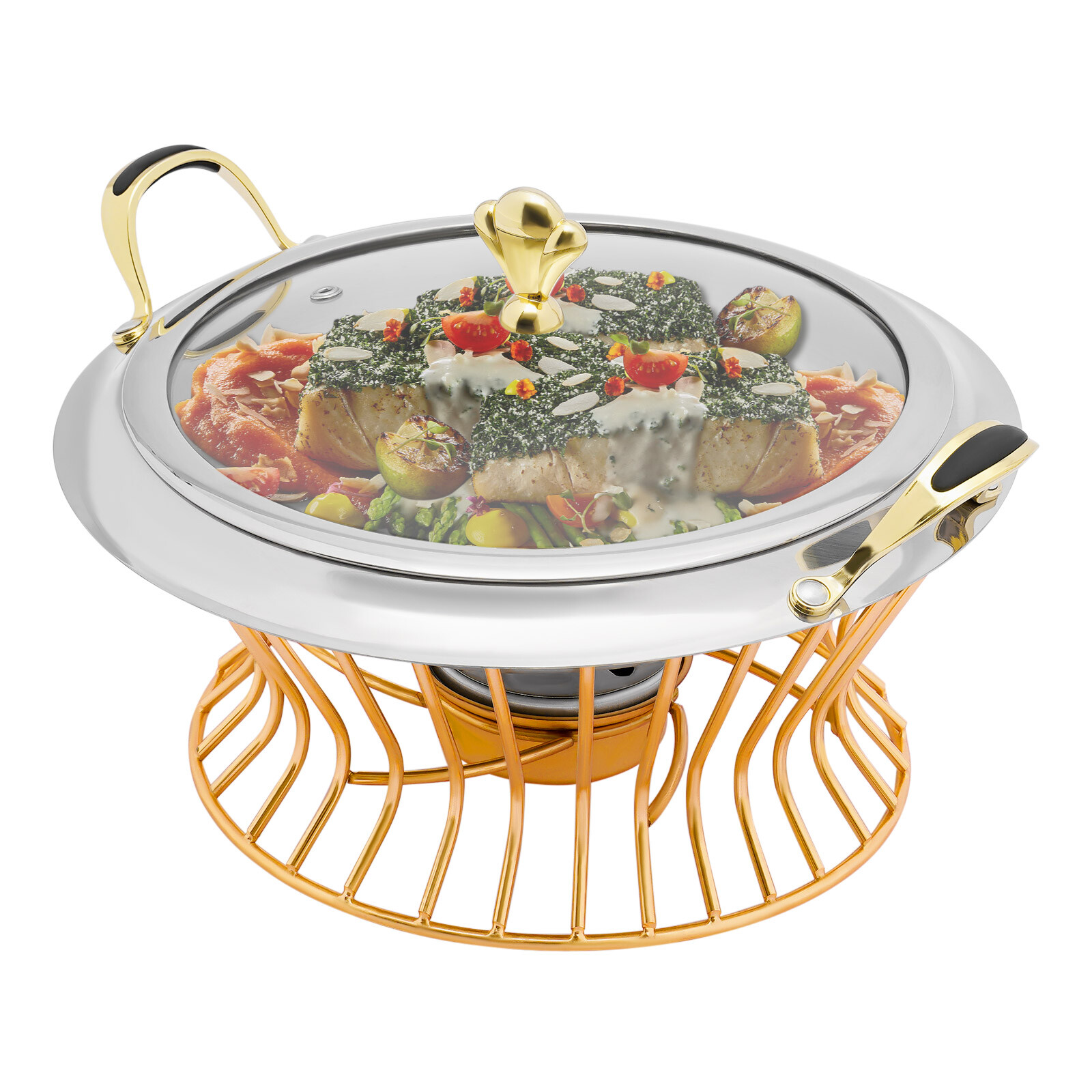 2L Stainless Steel Chafing Dish Buffet Catering Chafers & Warmers W/ Fuel Holder