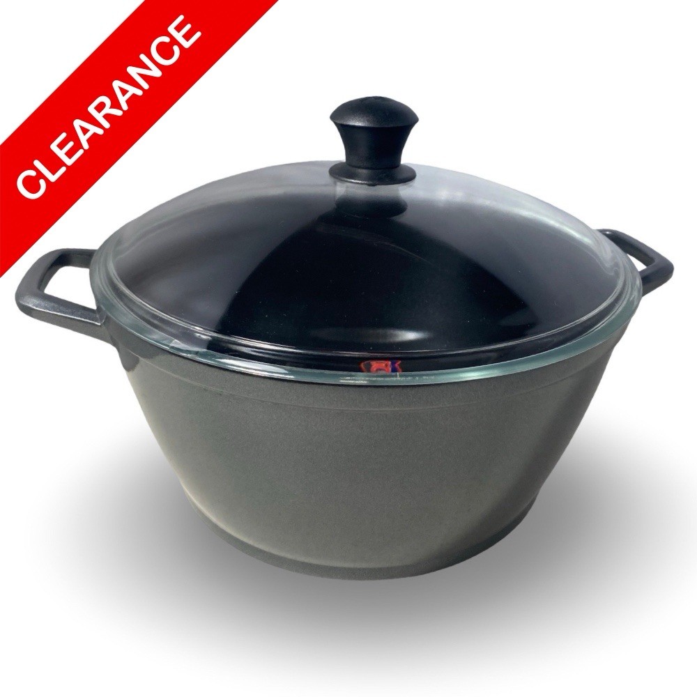 Gourmet Standard 6 Qt Cast Aluminum Non‑Stick Pot with Glass Lid