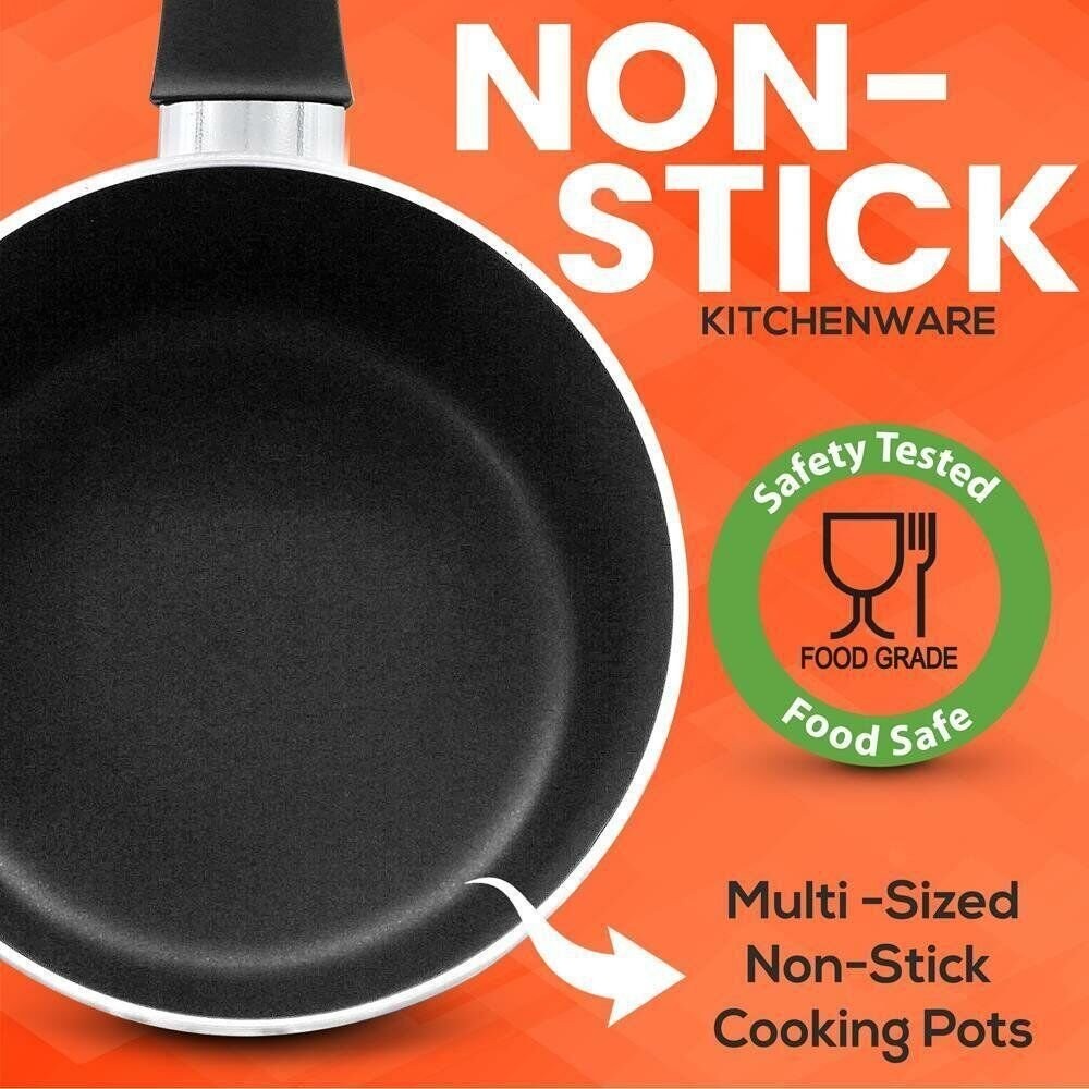 Serenelife Kitchenware Pots & Pans Set-Black Non-Stick Coating Inside (15 Pcs.)