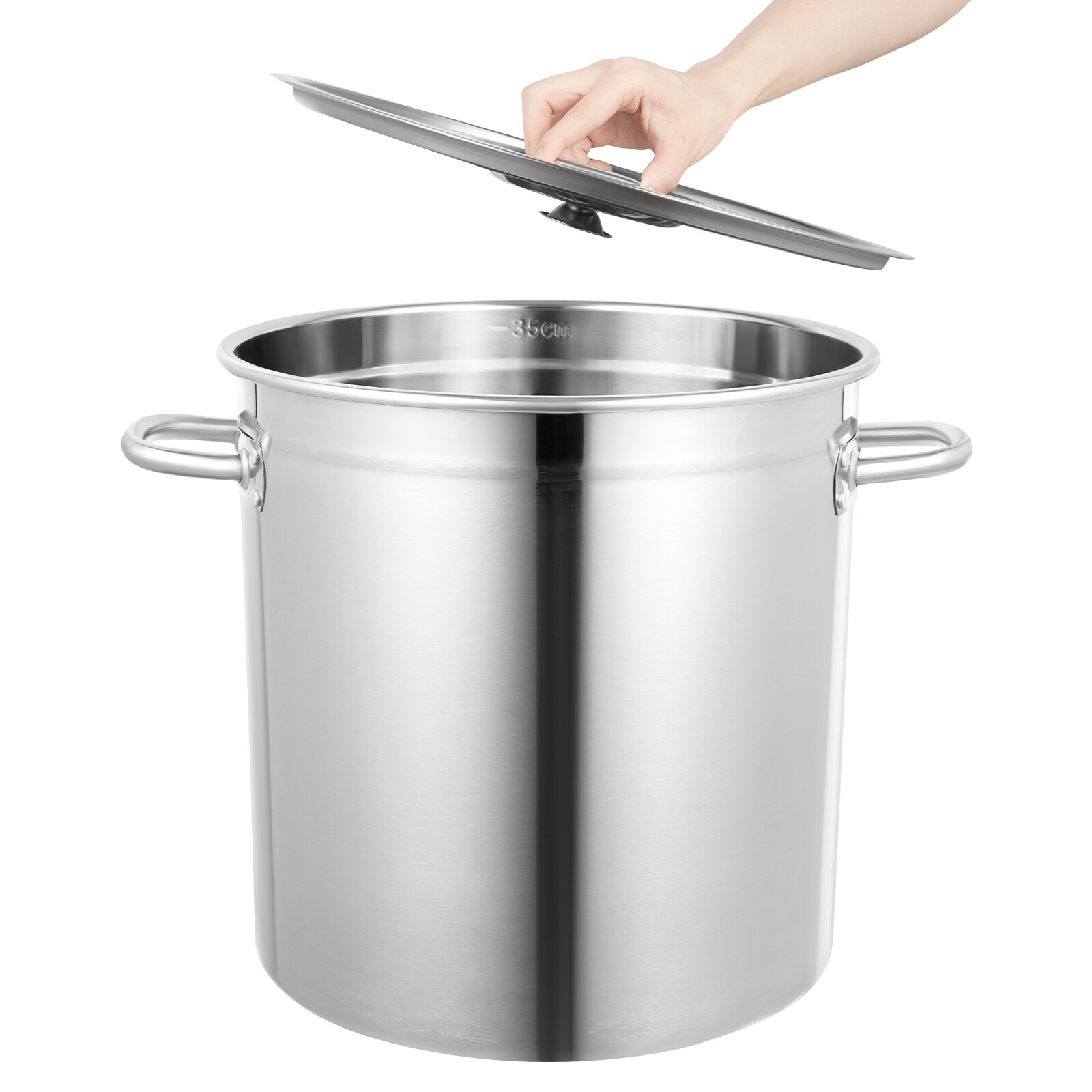 35L/9.25Gal Stock Pot Stainless Steel Large Kitchen Soup Big Cooking Restaurant