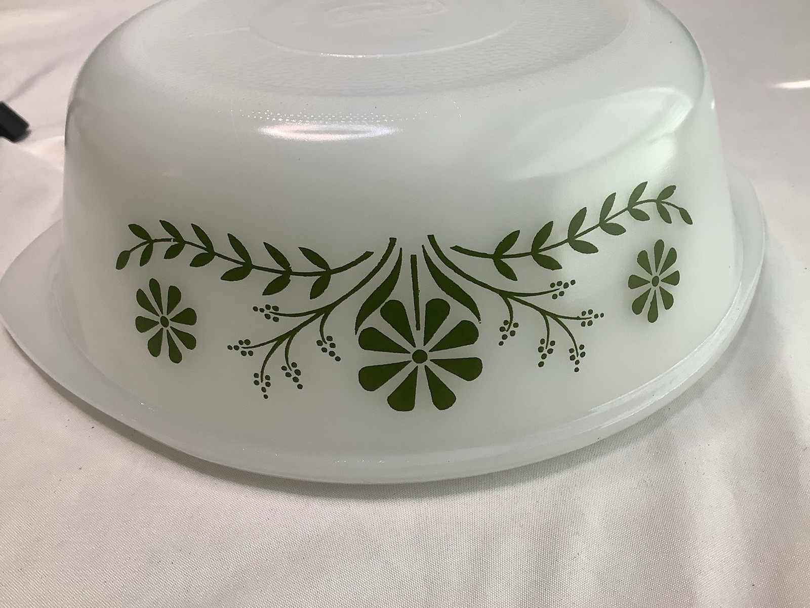 Vintage Glasbake 8.5″ Green Daisy Casserole Dish NO Lid 2 Qt USA J514 Ovenware