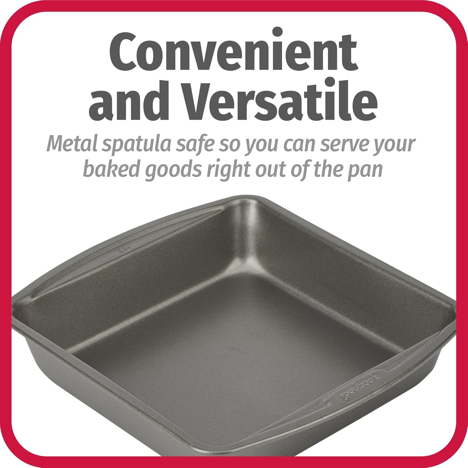 8X8 Baking Pan, Nonstick Square Cake Pan with Stainless Steel Core, Black Metal