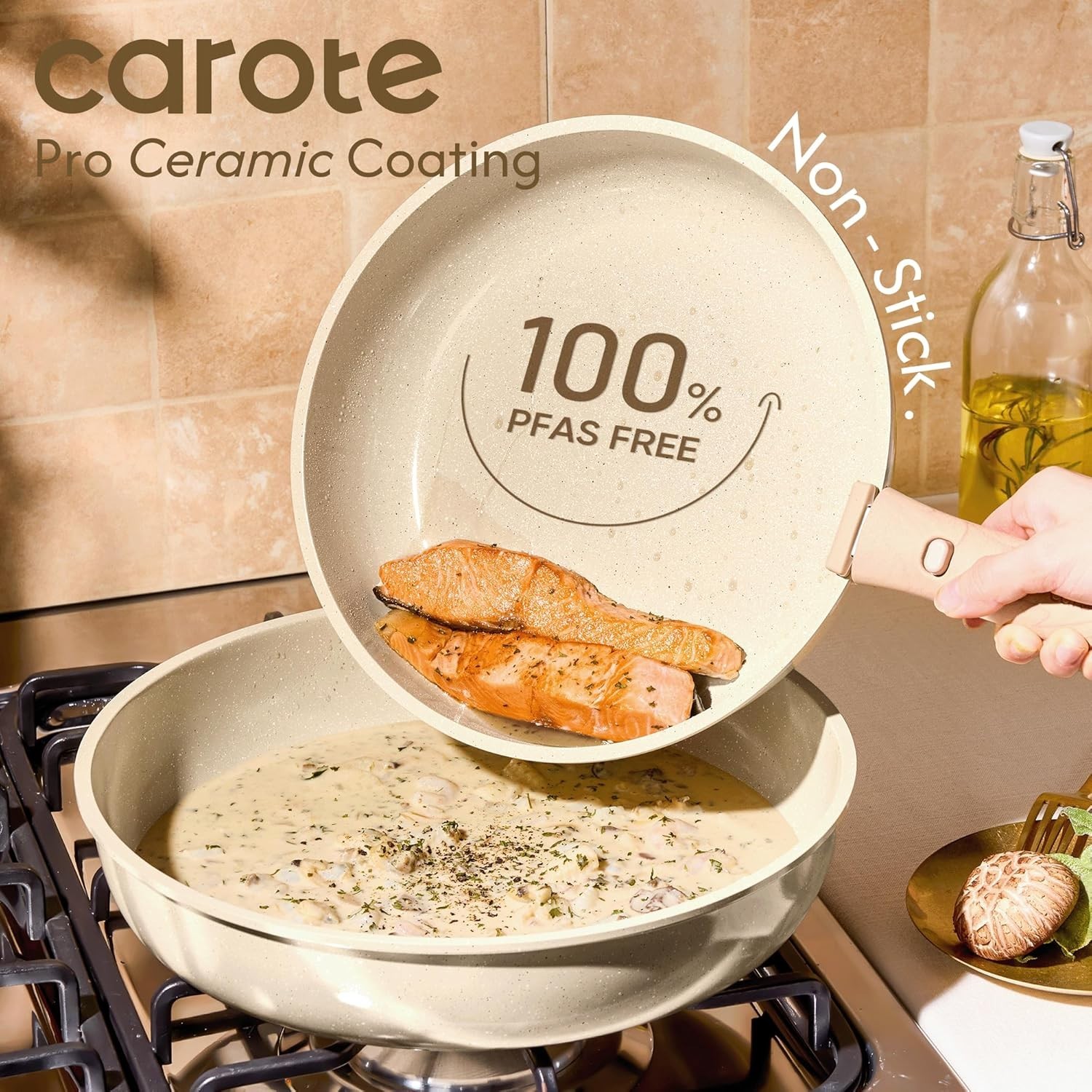 25PCS Ceramic Cookware Set, Pots and Pans set Non Stick, RV Kitchen Cooking S…