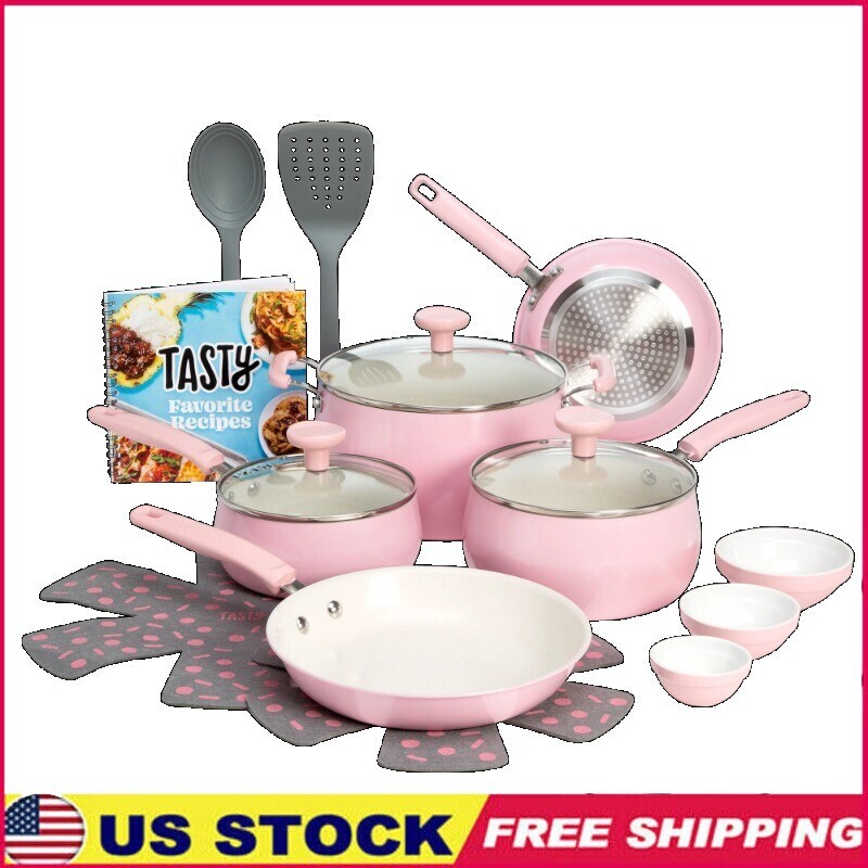 16 Piece Non-Stick Aluminum Cookwar Set Clean Ceramic Pans Induction Electric