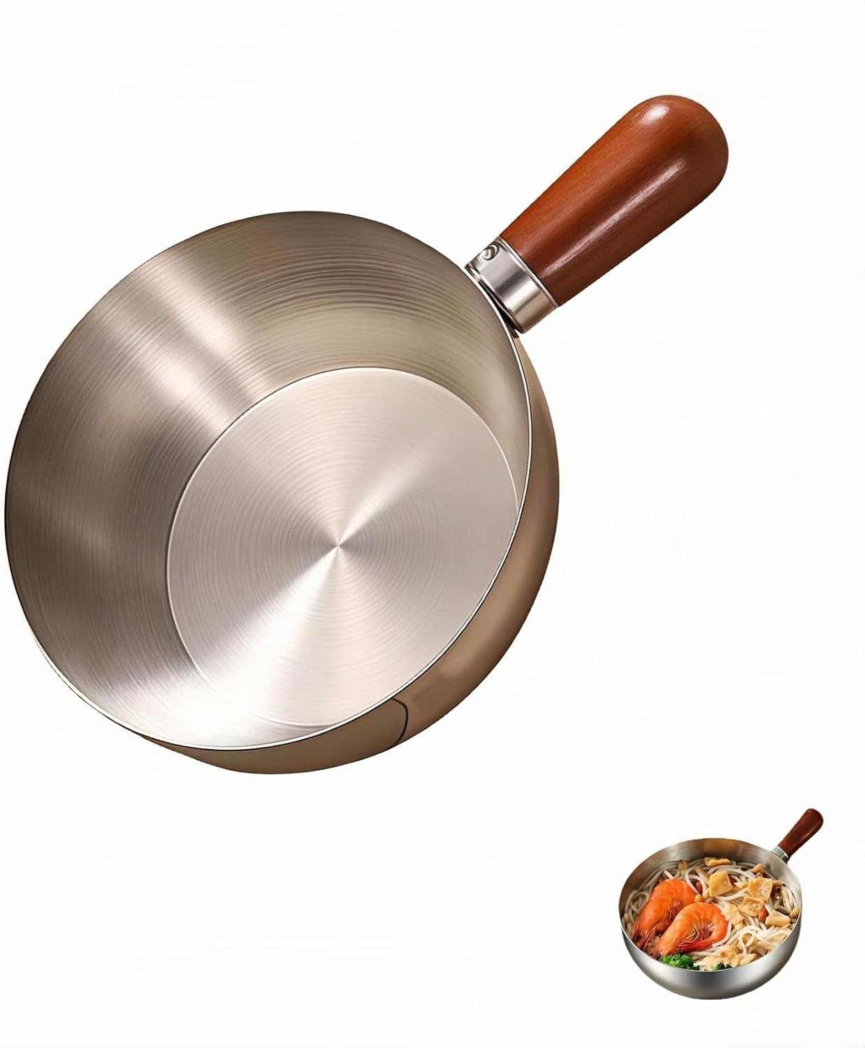 800ml/27oz Wood Handle Saucepan – 316 Stainless Steel, Multi-Use Induction Co…