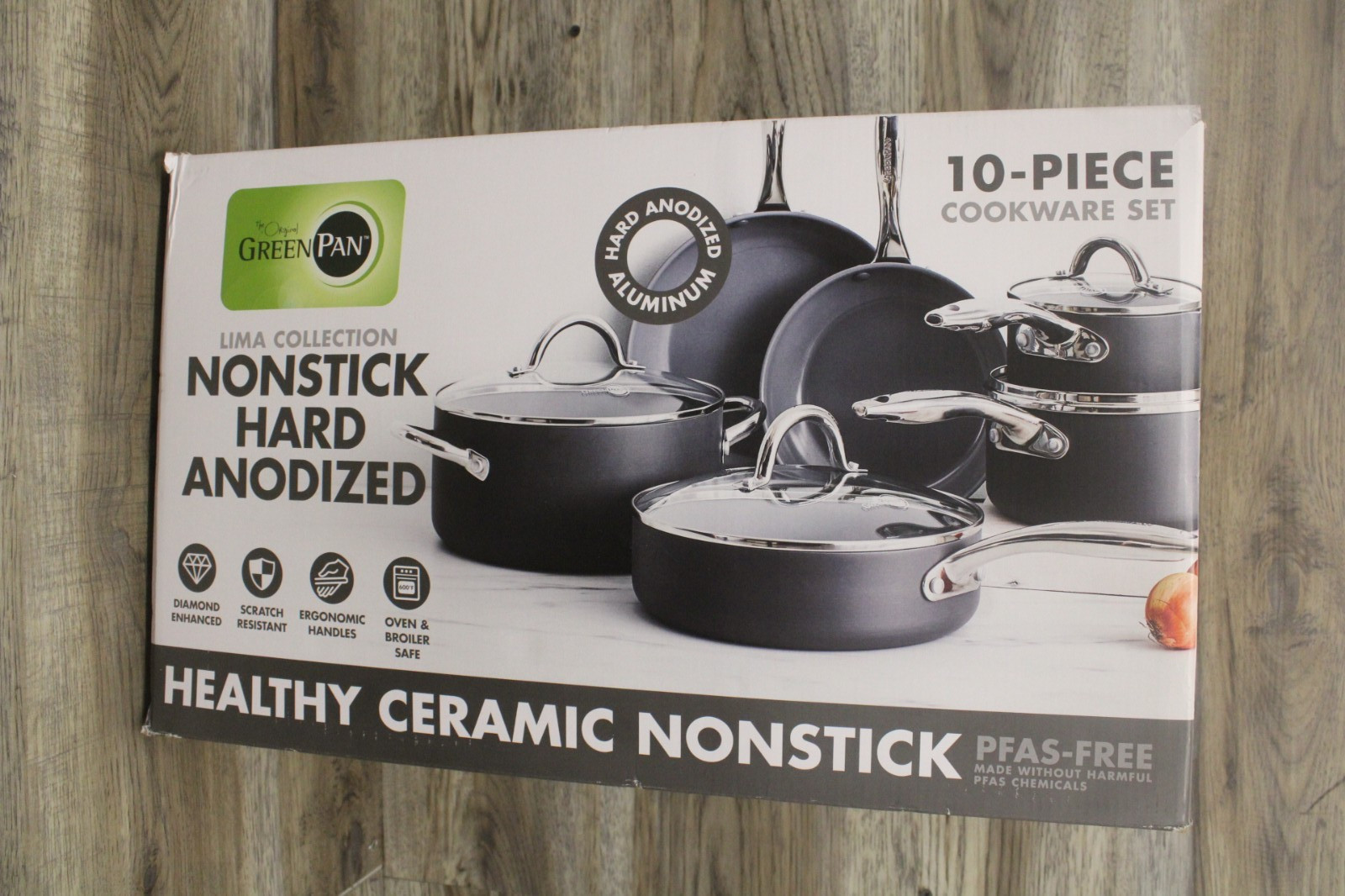GreenPan Lima Coll 10 Piece – Healthy Ceramic Nonstick Cookware Set – Black