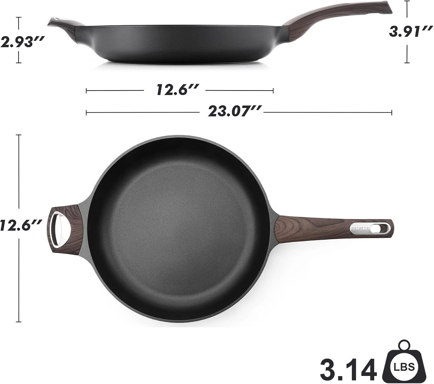 Nonstick Frying Pan Skillet 12.5Inch Large Non Stick Omelette Pans with Ergon…