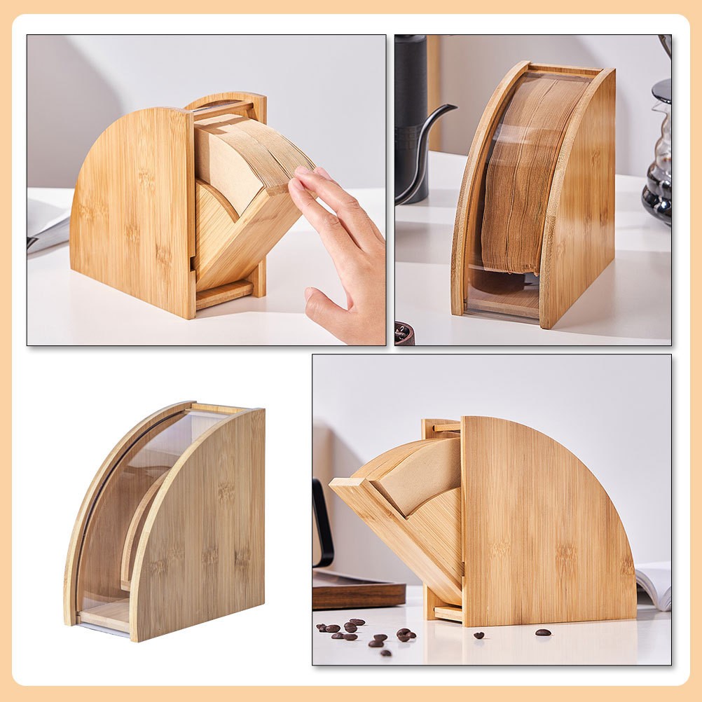 Coffee Filter Storage Holder in Khaki for Home Use with Neat Paper Organization
