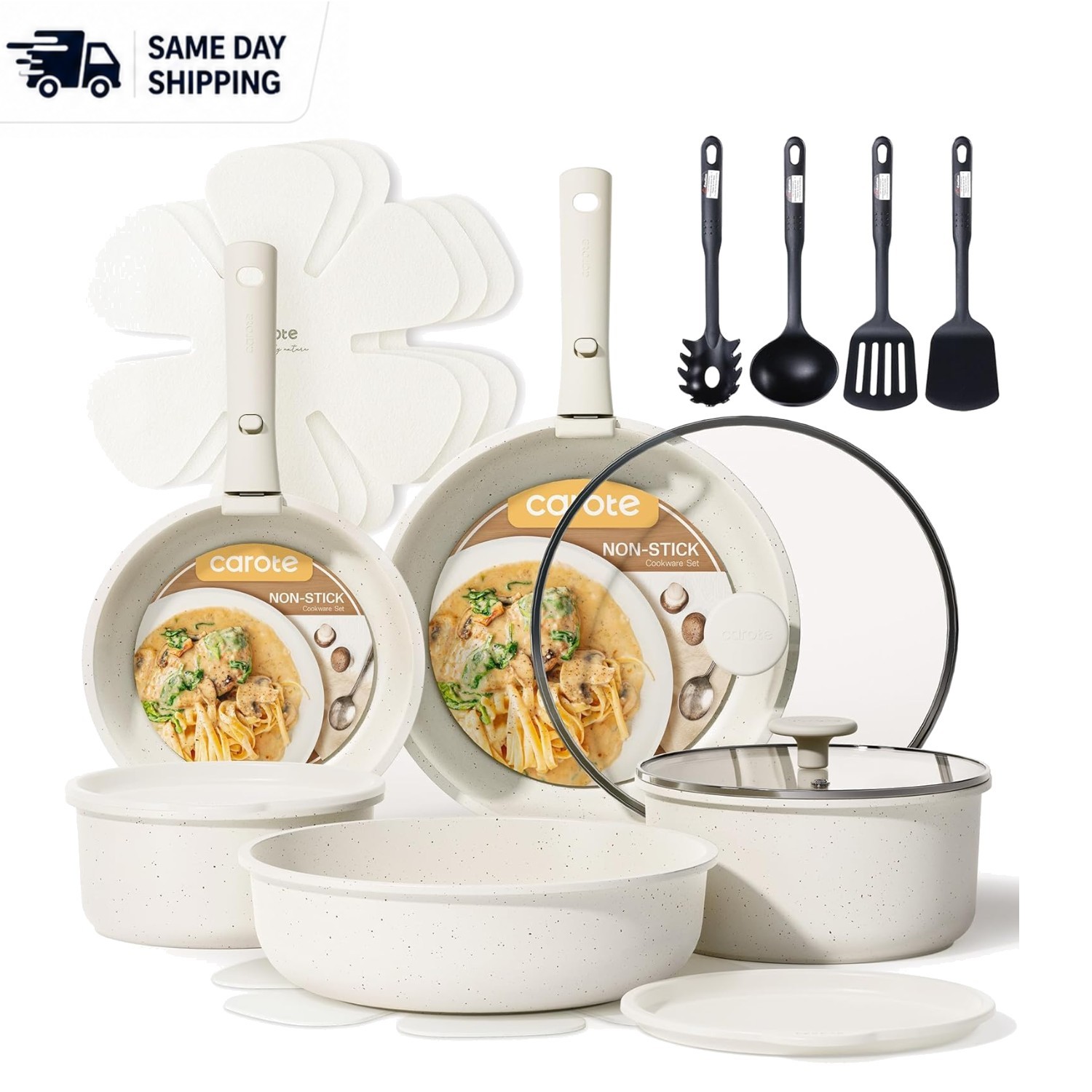 All-in-One 19-Piece Cookware Set: Nonstick, Induction Compatible & Stylish