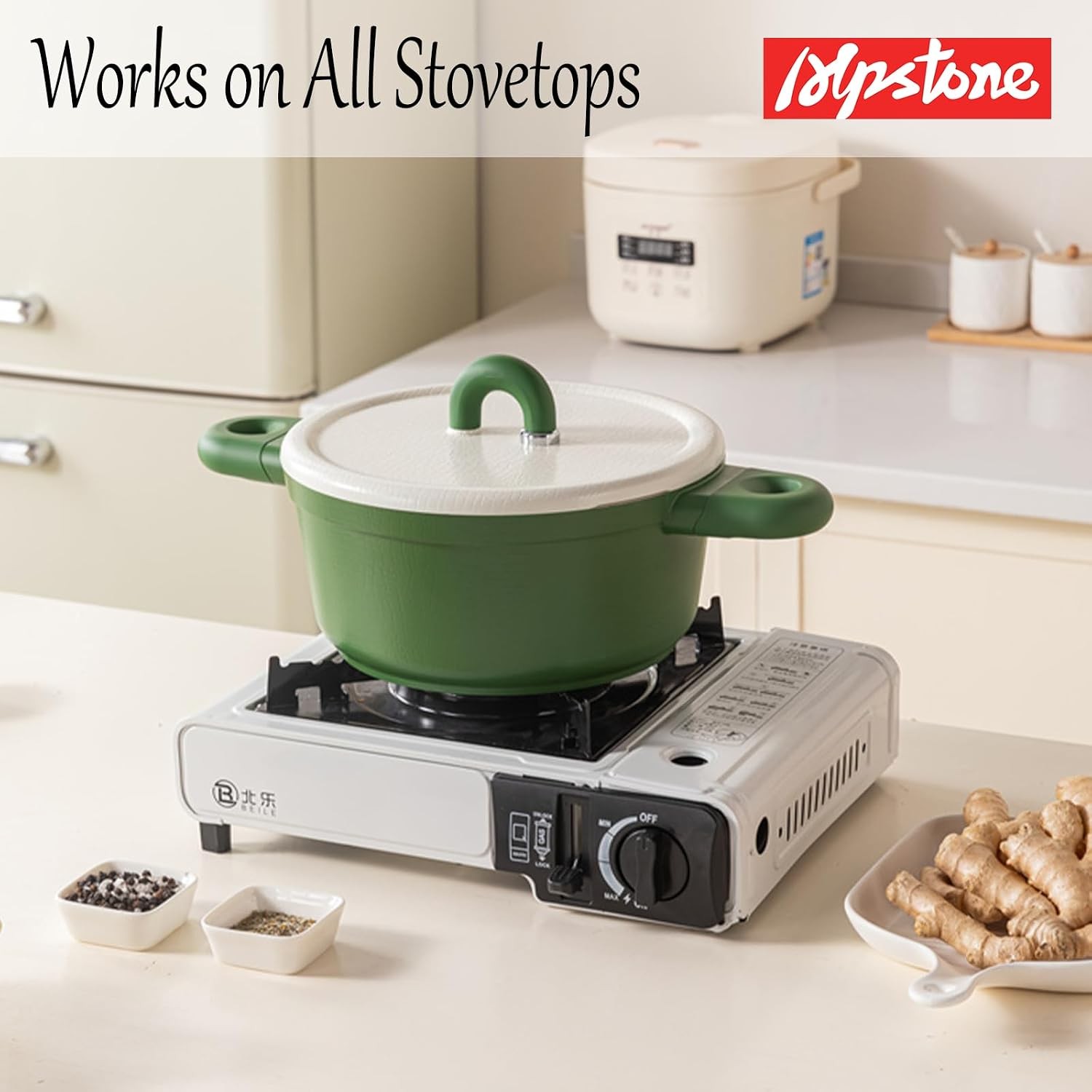 4QT Nonstick Stock Pot with Lid, Ceramic Casserole with Die-cast lid, Non-toxic