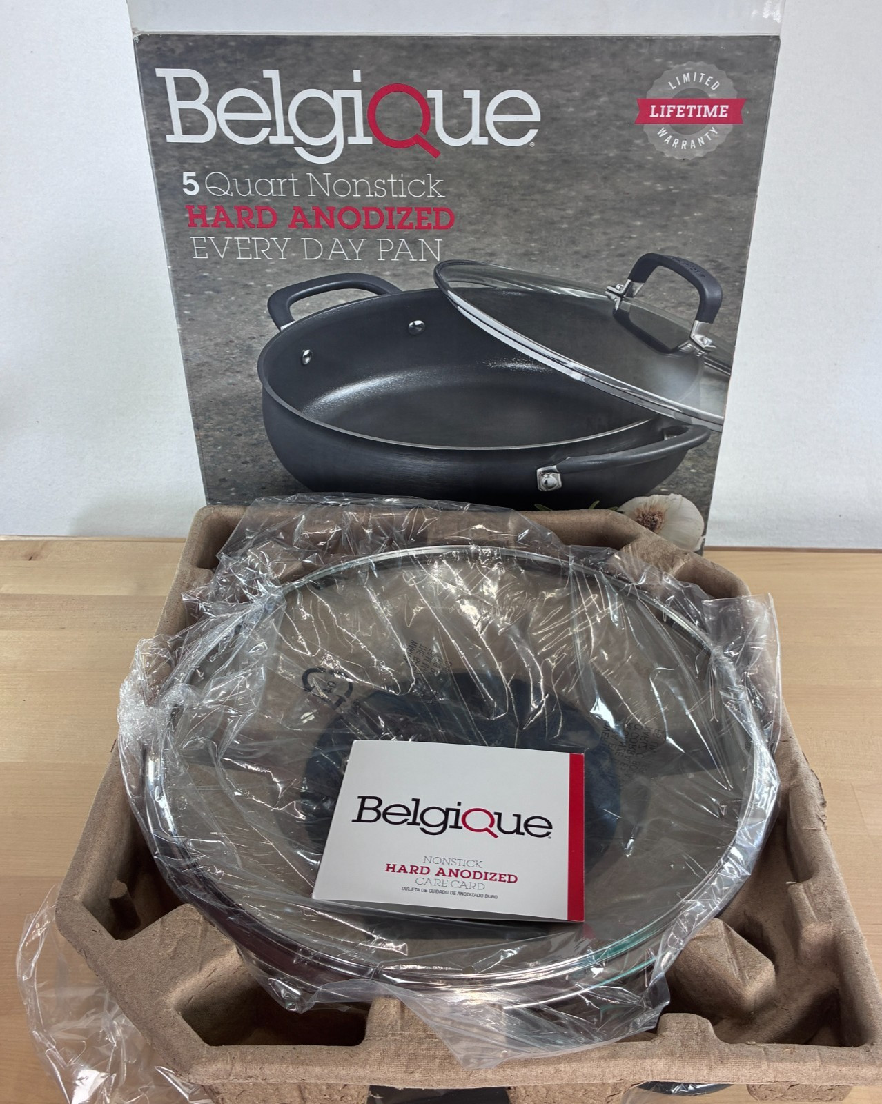 Belgique HS10820 5 Qt Hard Anodized Saute Pan Gray Nonstick Deep Skillet w/ Lid