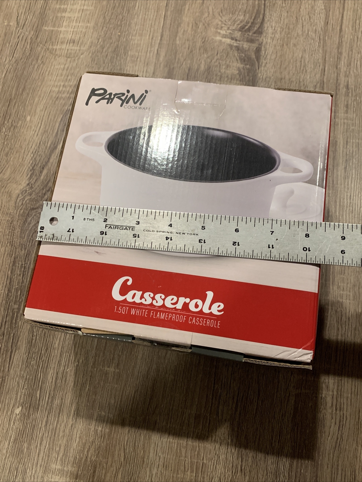 Parini 1.5 Qt Casserole Dish White Flameproof Cassrole NEW In Sealed Box