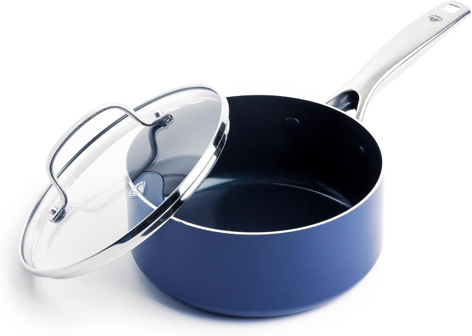 Blue Diamond 2QT Nonstick Saucepan With Lid PFAS-Free & Oven Safe Blue New