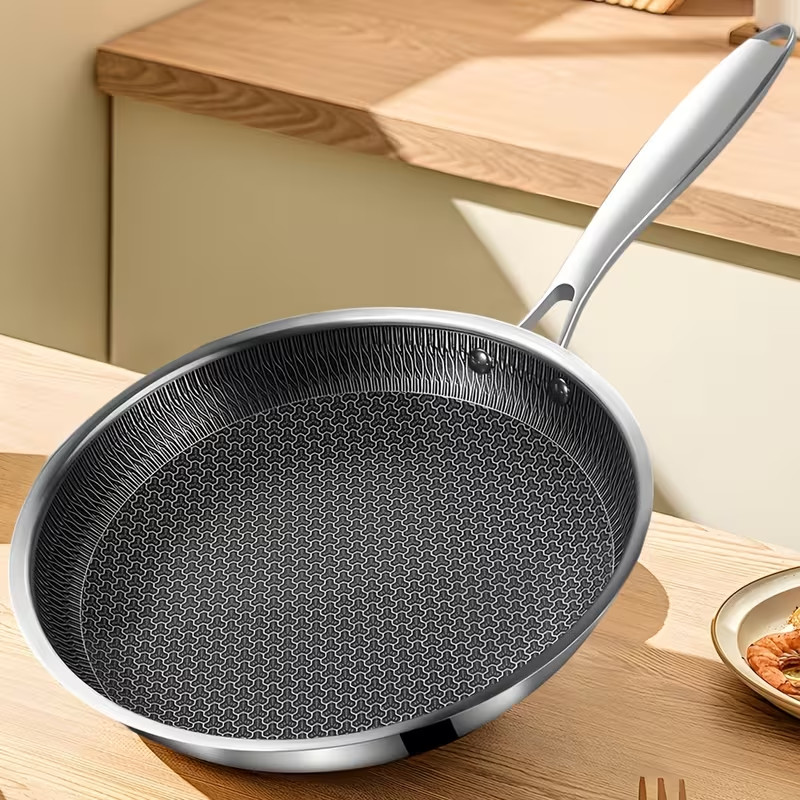 Premium Stainless Steel 304 Honeycomb Nonstick Frying Pan Set(3pc) 7.8/9.4/11 In