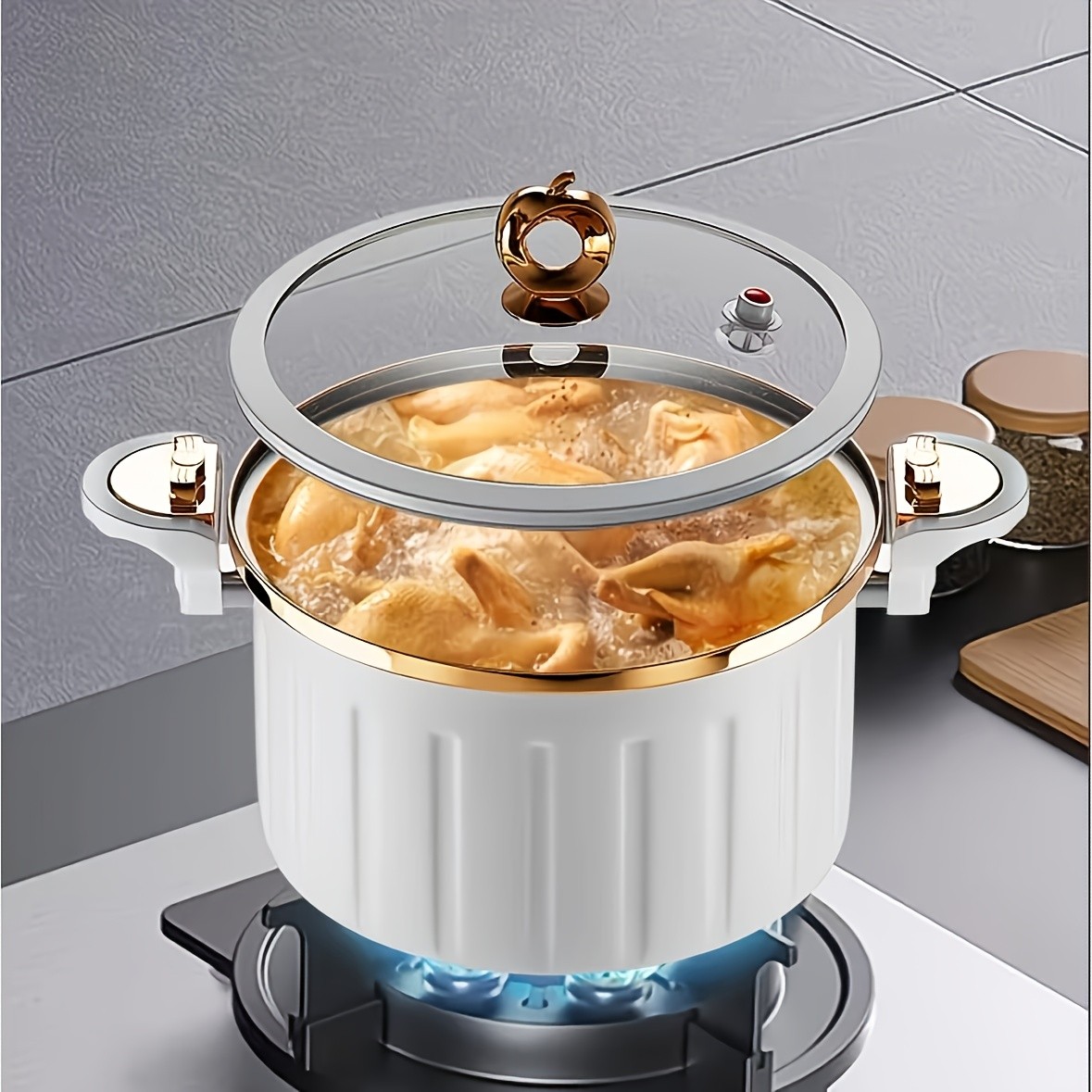Blue/White Enamel Soup Pot for Stewing, 11′ X 11′ Non-Stick Cooking Pot