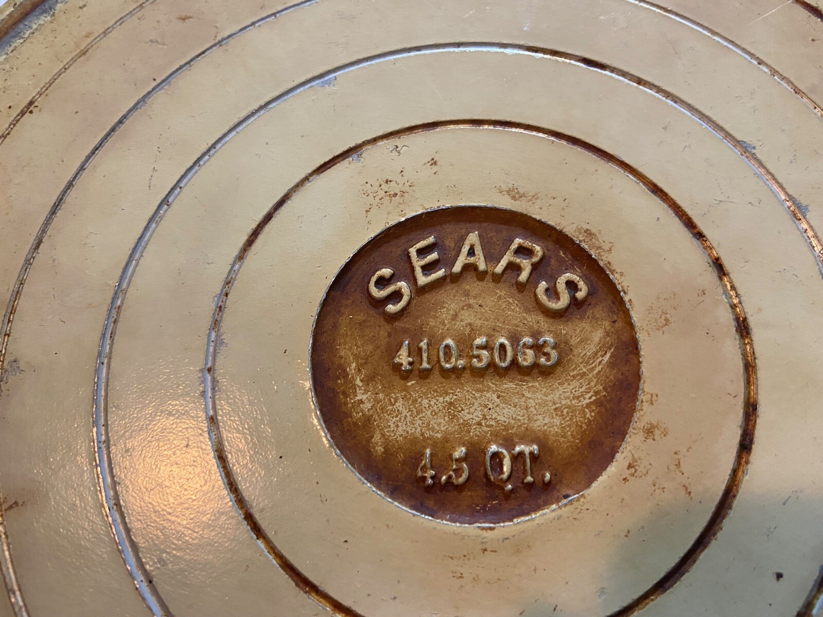 Vintage Sears Roebuck Cast Aluminum Nonstick Interior Harvest Gold Dutch Oven