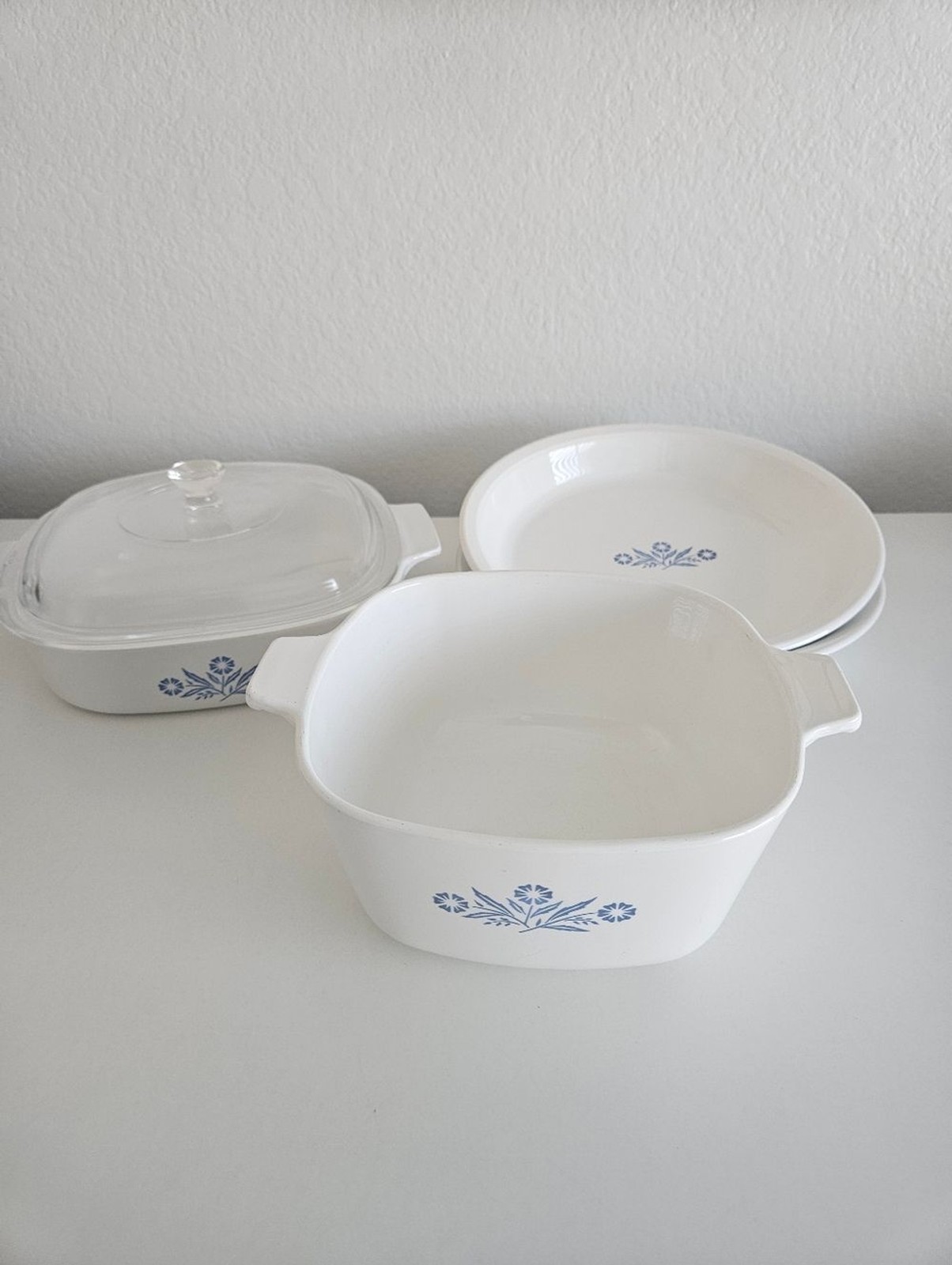 Corning Ware Cornflower Made In USA 70s 80s Flower Pryoceram Cookware Blue