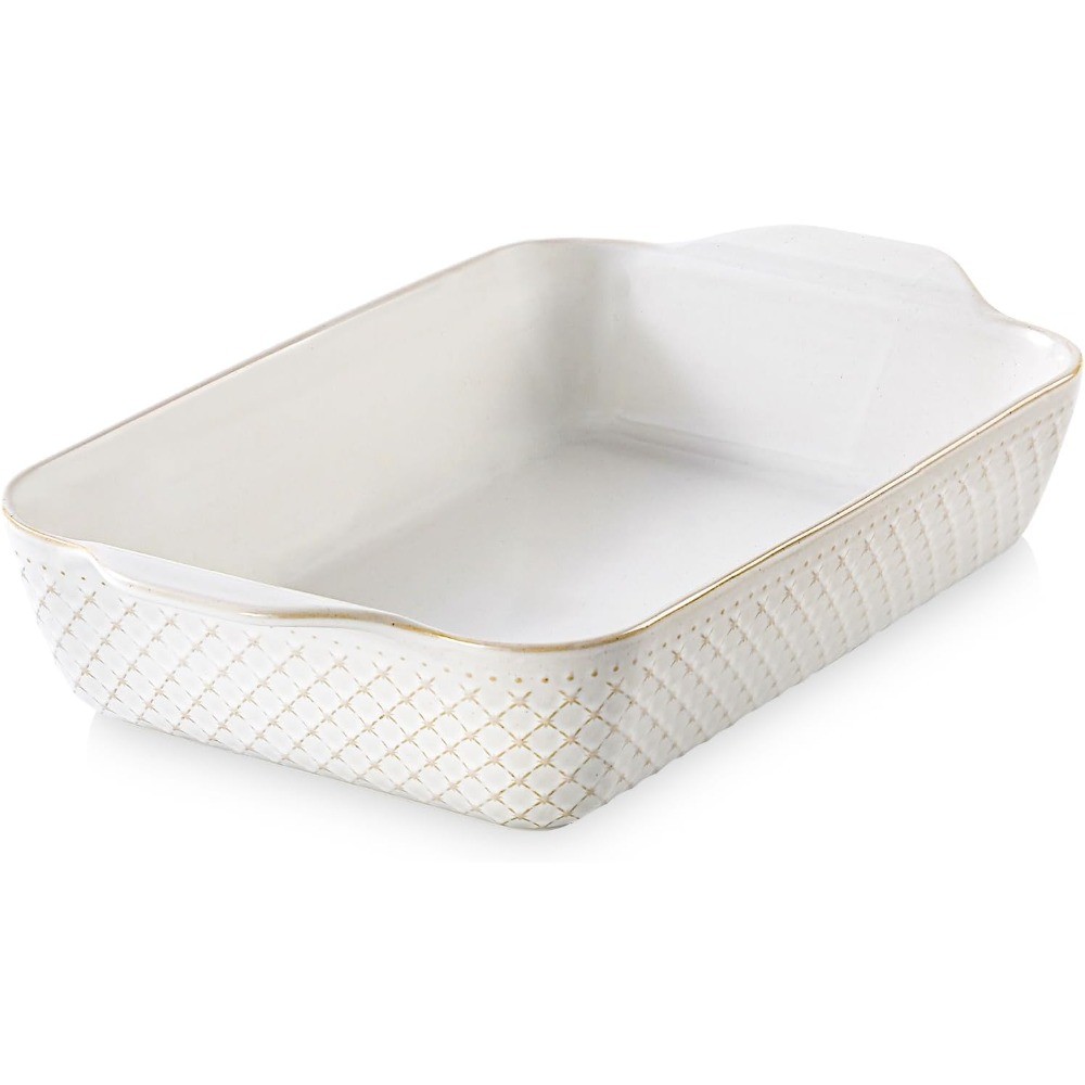 4Qt Deep Arctic White Casserole Dish 9×13 Handled Oven Roasting Dessert Pan