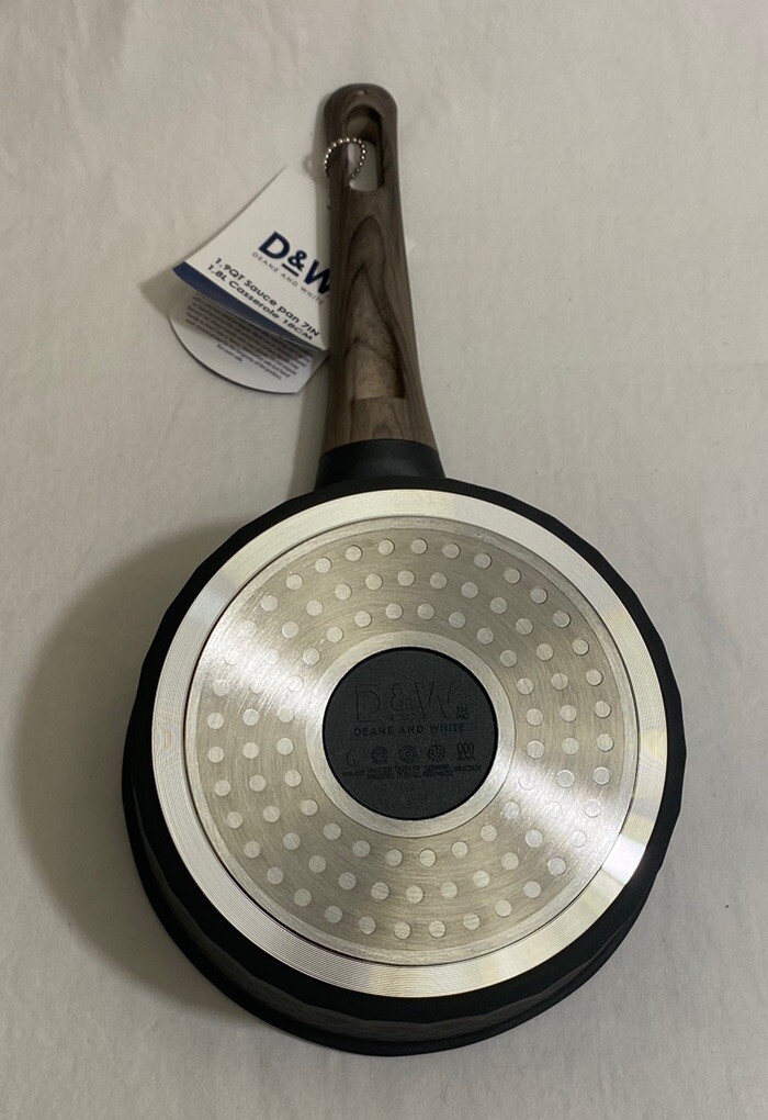 D&W Deane & White 1.9 qt Sauce Pan 7 in Gray/Wooden Handle NWT