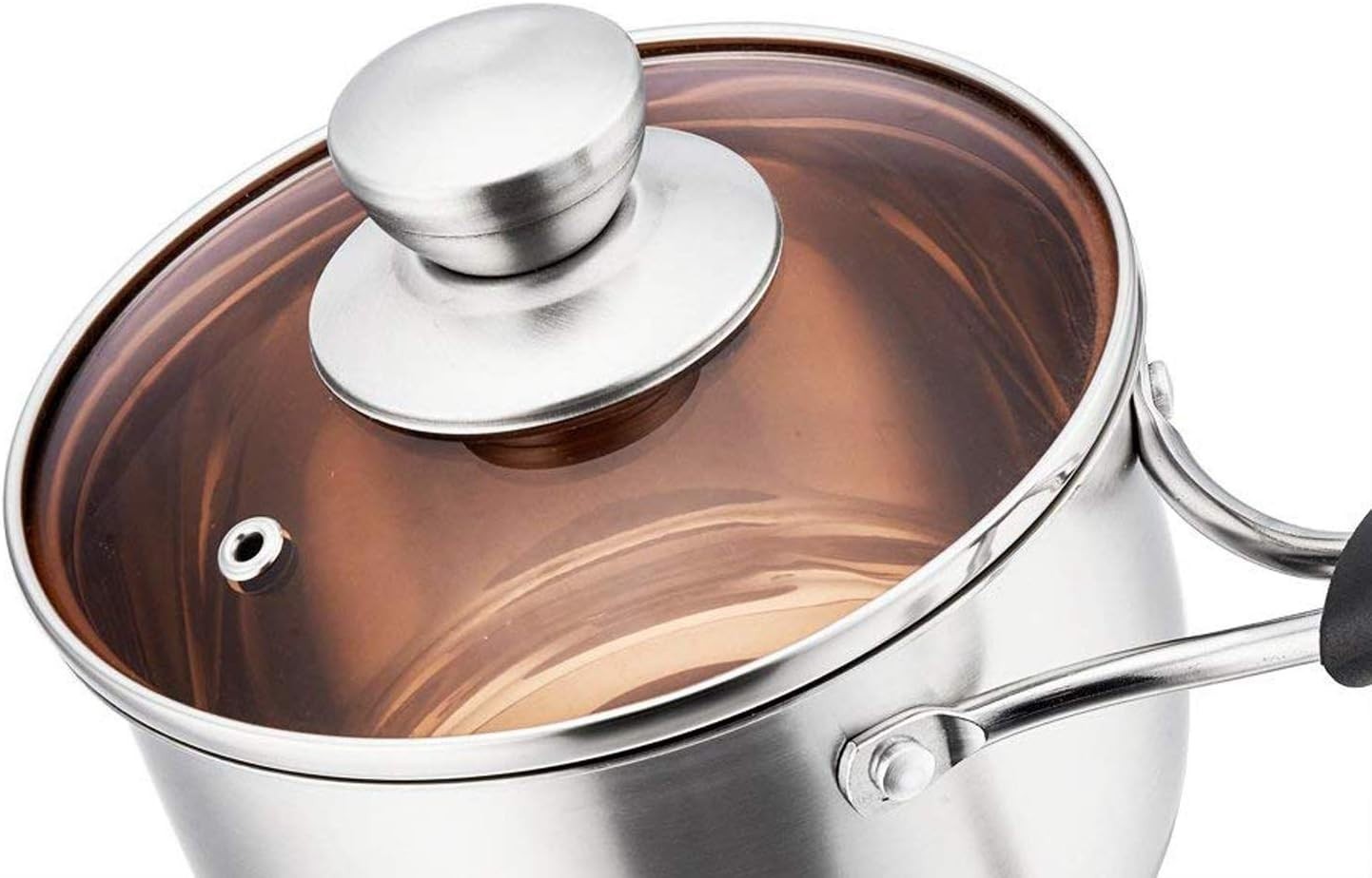 Compact 1 Quart Stainless Steel Saucepan with Vented Glass Lid – Ideal for One