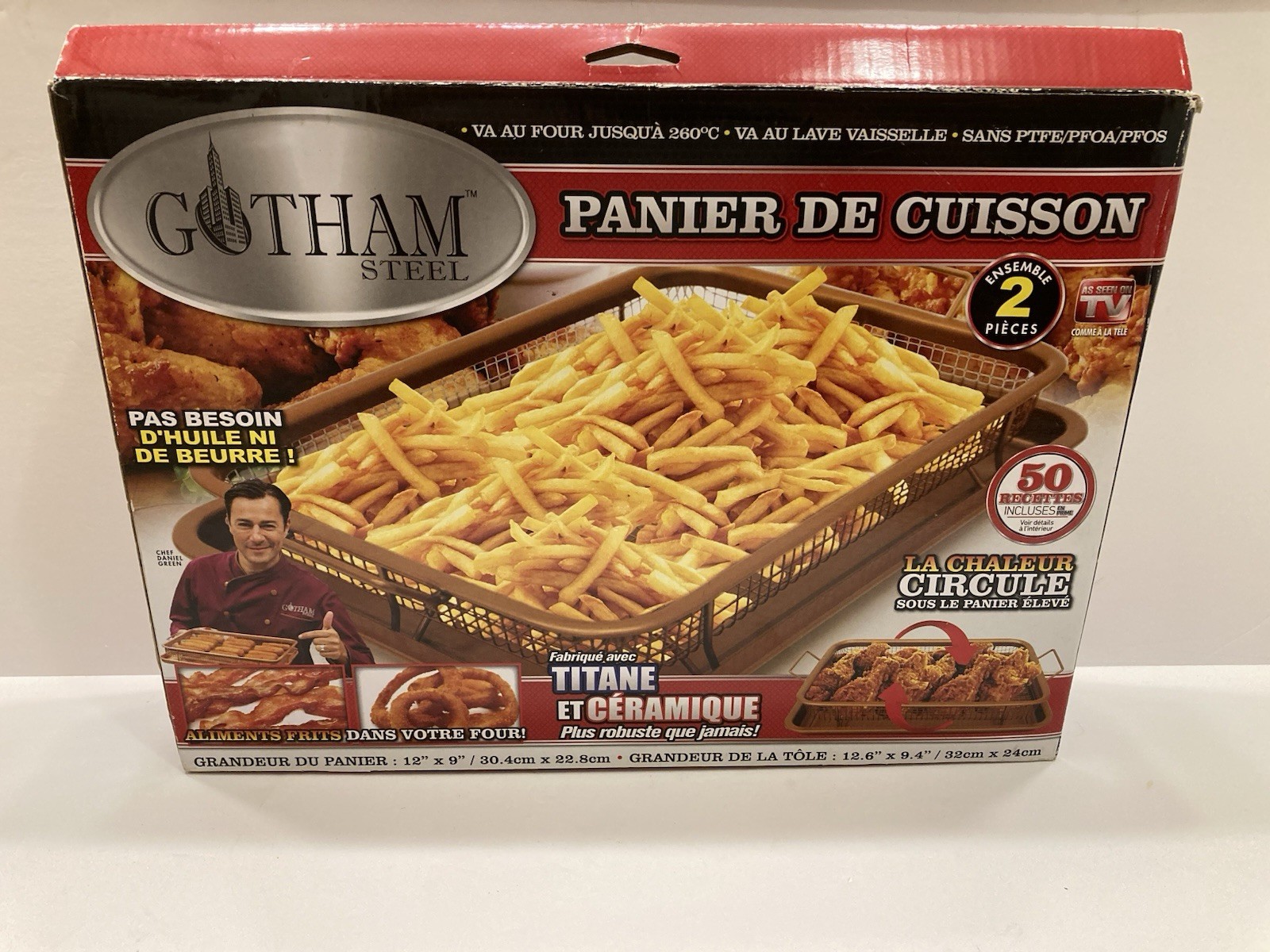 Gotham Steel Nonstick Crisper Tray for Oven 2PC Set + Recipies 12″ x 9″