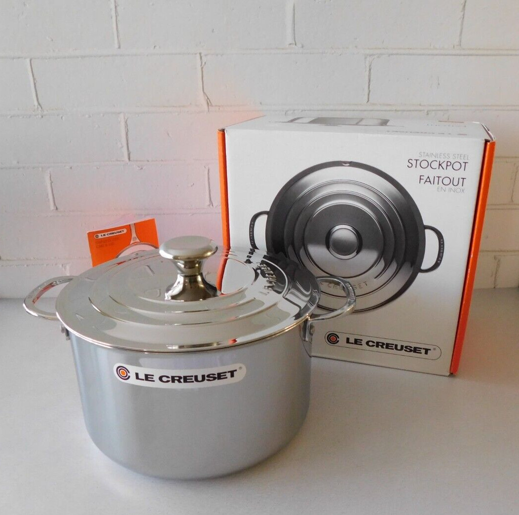Le Creuset Tri-Ply Stainless Steel Stockpot with Lid, 7 Quart – New