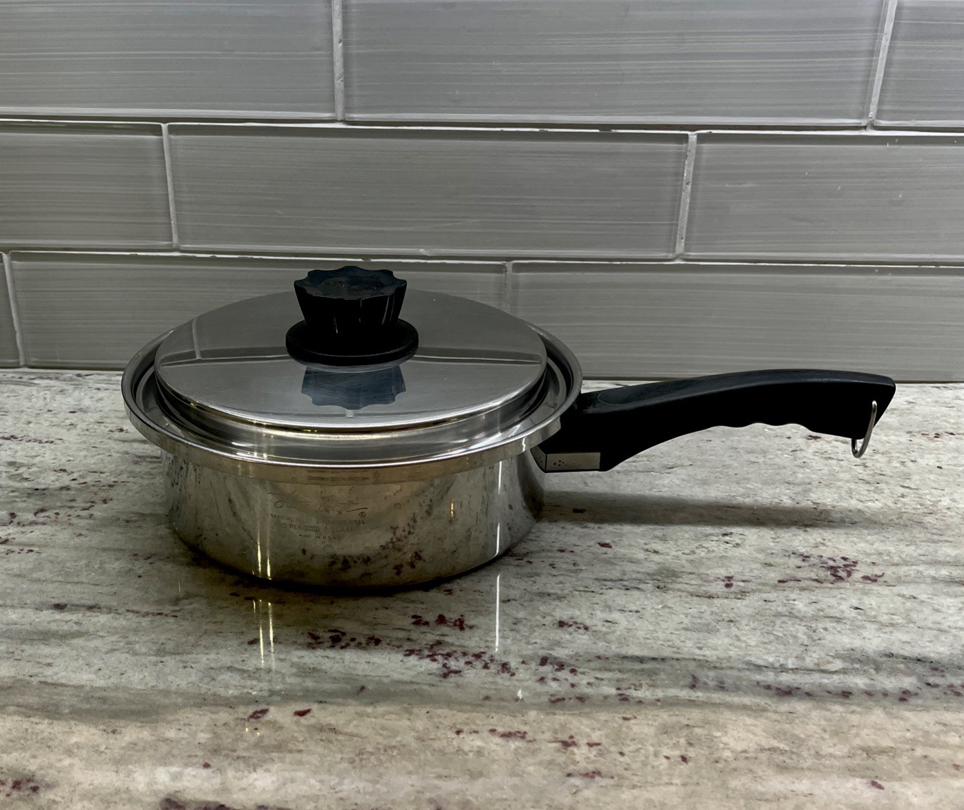 Lustre Craft Cookware Multi-Core 3 Ply Stainless 2qt 8.5” Sauce Pan & Lid USA