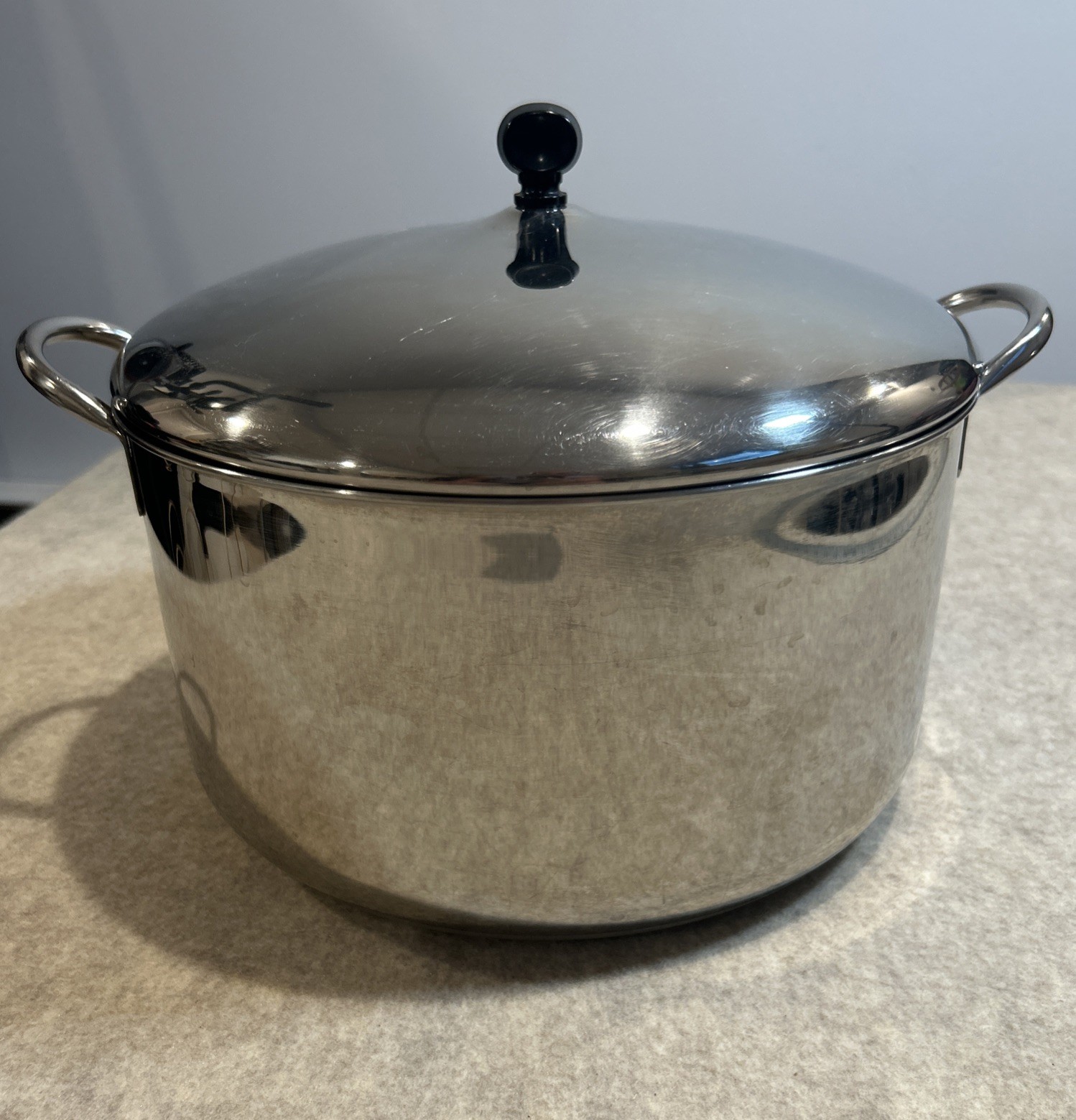 Farberware Vintage 12 Qt Stock Pot with Lid Stainless Steel Aluminum Clad NY USA