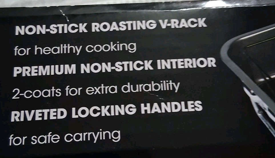 Non-Stick Steel Roaster V-Rack Extra Large 25lb Capacity 17x12x3 New Damaged Box