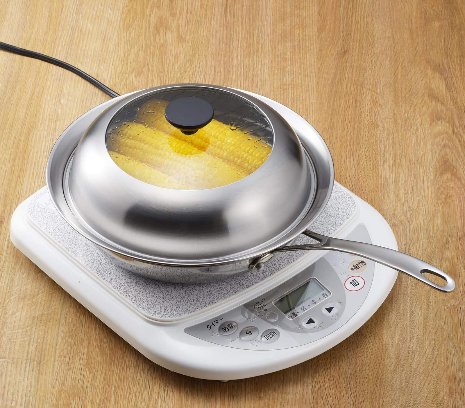 Yoshikawa Frying Pan Steamer, 24-26cm, Glass with Lid, Steaming Plate