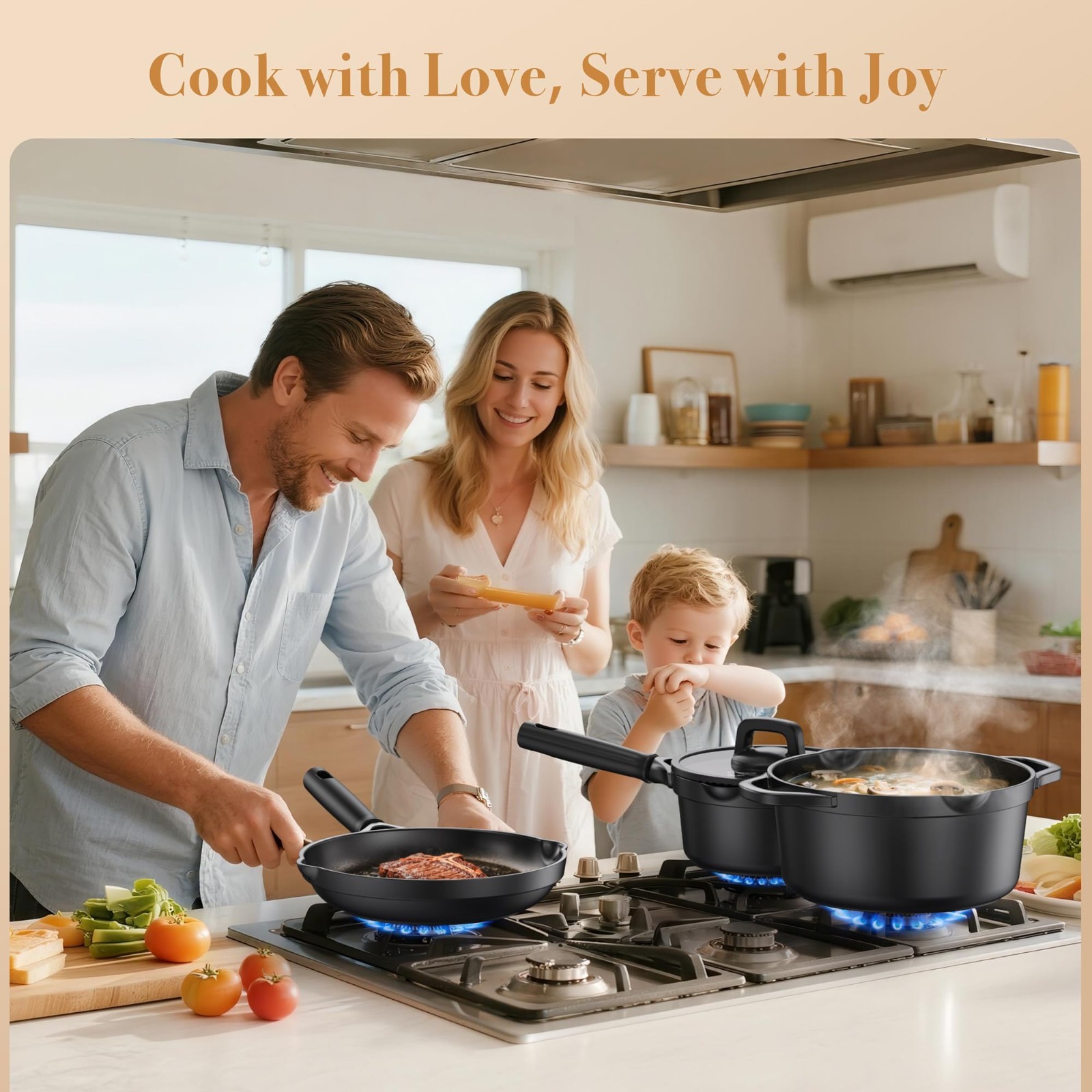 14-Piece Nonstick Cookware Set, Induction Compatible, Oven Safe, PFOA Free, Heat