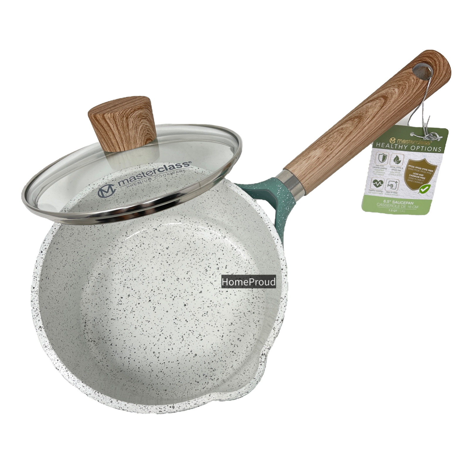 Masterclass Sauce Pan Nonstick Ceramic Coating Small 6.5 inch 1.5 Qt Casserole
