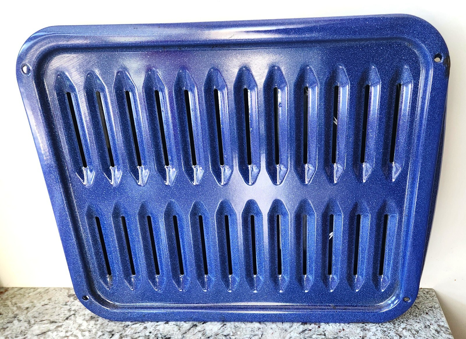 Enamel On Steel Cobalt Blue Broiler Drip Pan 2 Piece Set 16.5″ x 13″ x 2″ (VGUC)