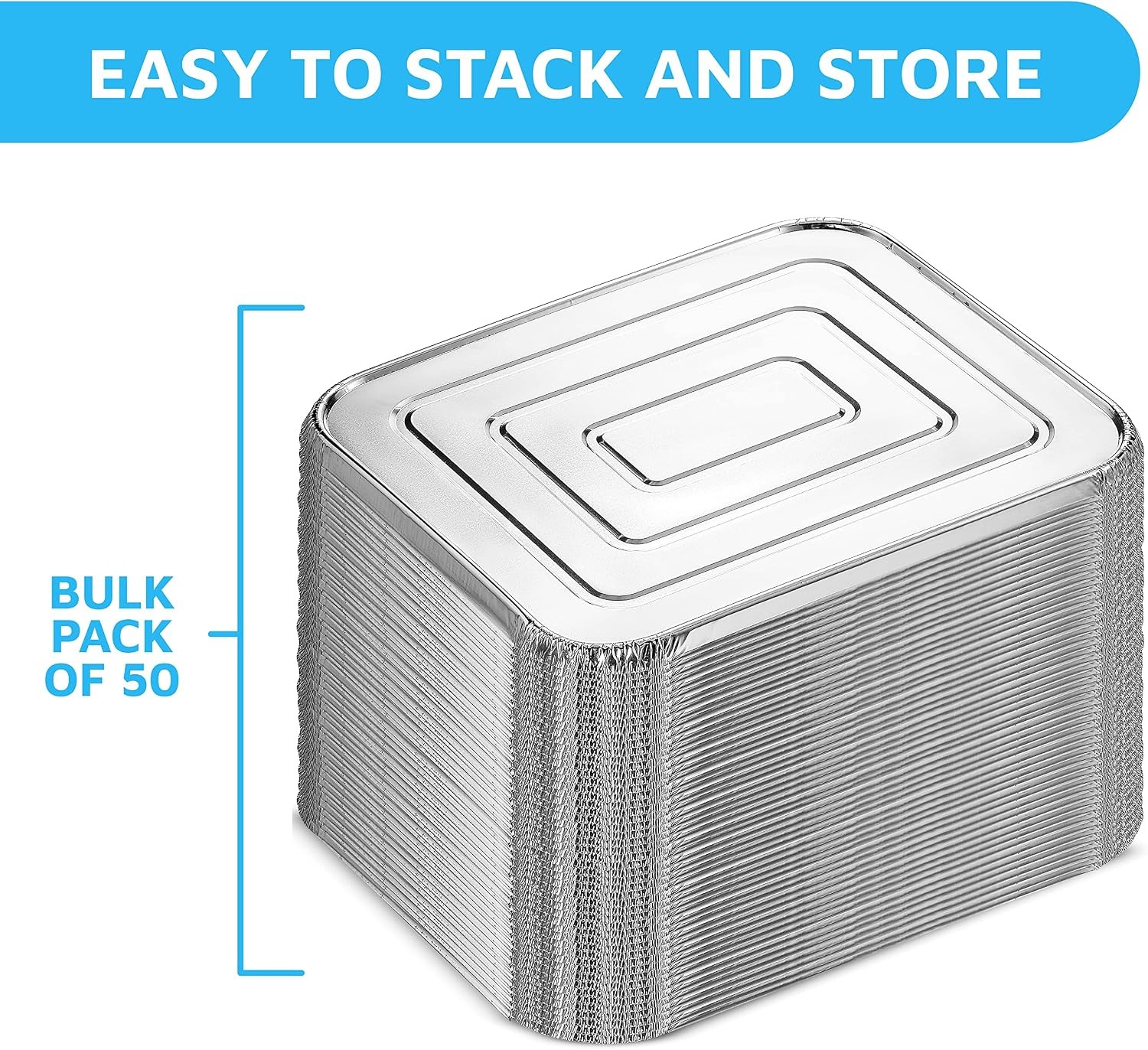 Half-Size Aluminium Foil Lids | [50 Pack] | Fit for 9×13 Roasting Pans |