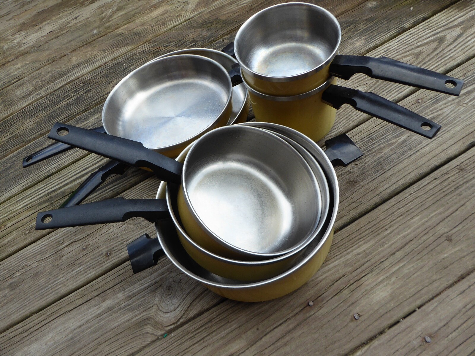 15 Piece Mid Century Cookware Set Pots Pans Lid West Bend Townhouse Harvest Gold