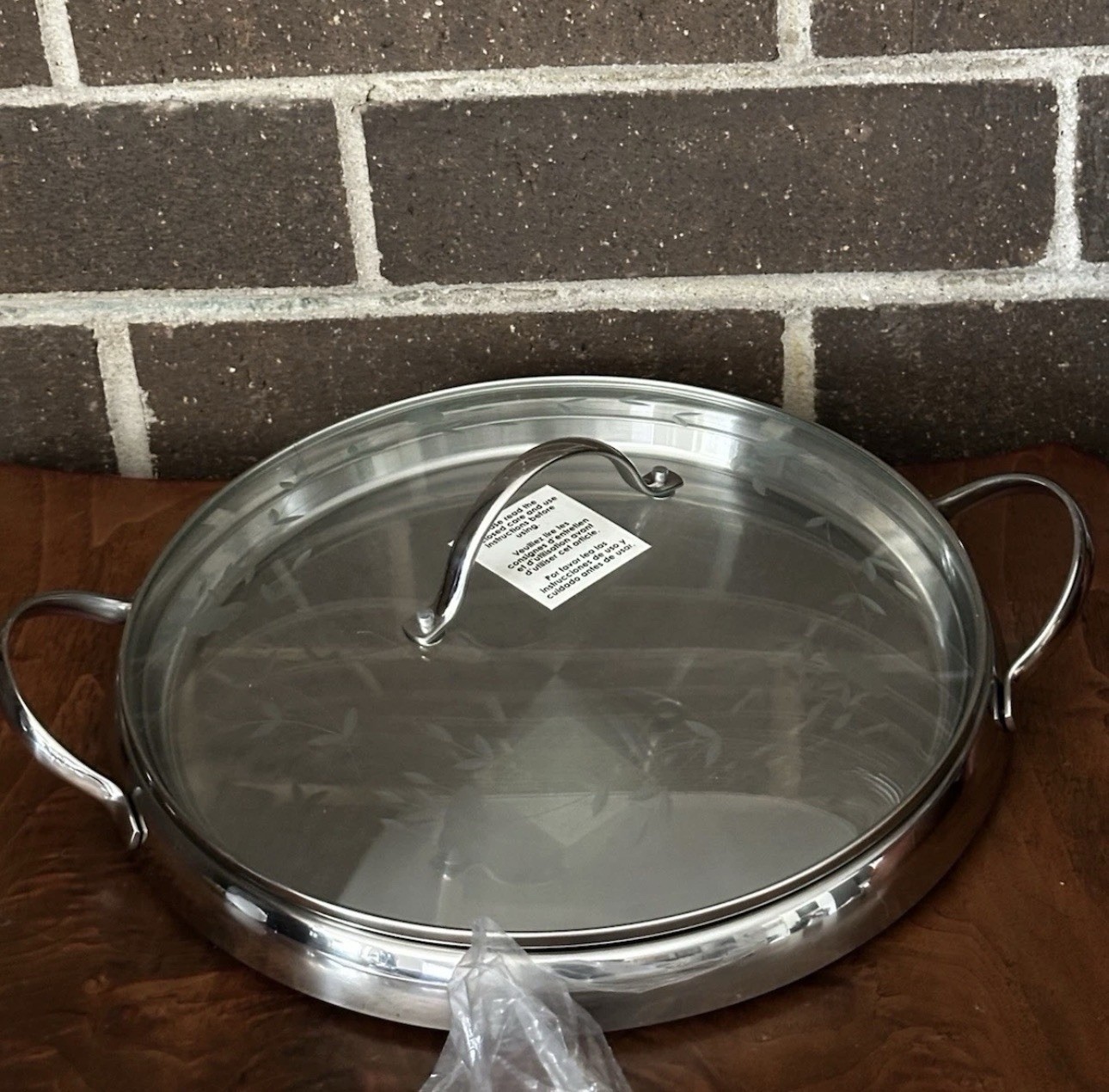 Princess House Heritage 12″ 18/10 Stainless Steel Heavy Duty Griddle w Glass Lid