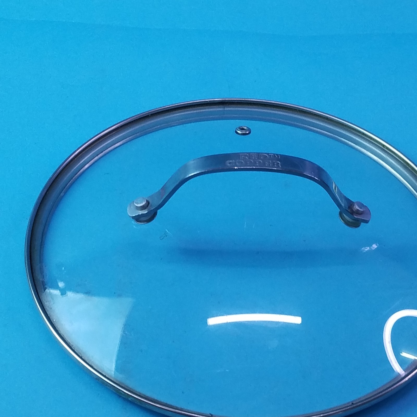 Red Copper Replacement Glass Lid, Outer Rim 9 3/4″ , Inner Lip 9 1/8″