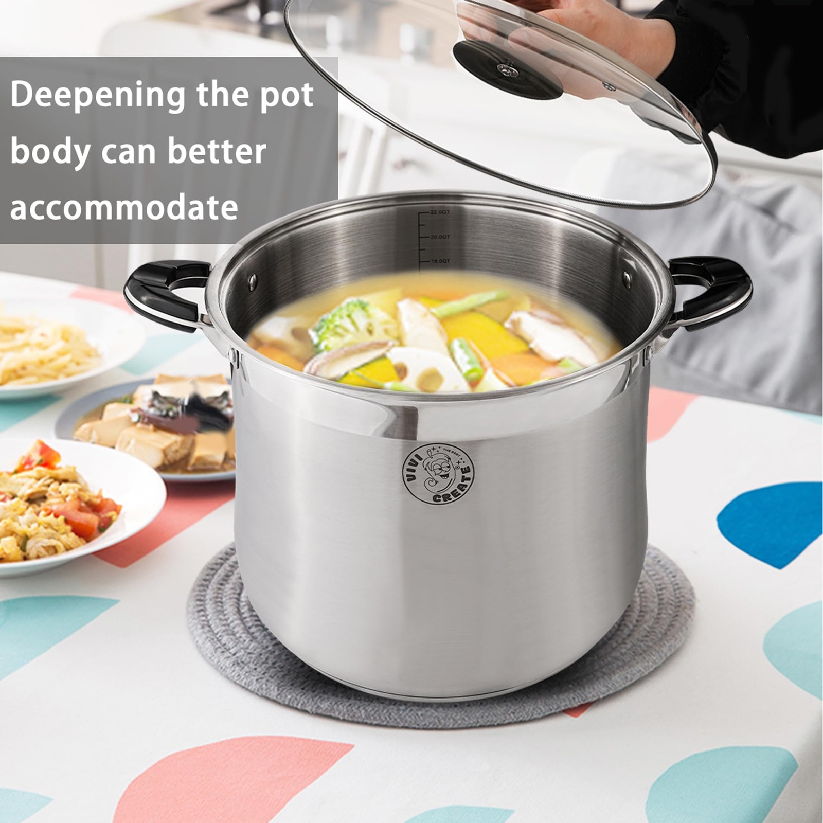 Stainless Steel Stock Pot with Lid Large Soup Seafood Boil Cooking Pot 22.5 QT