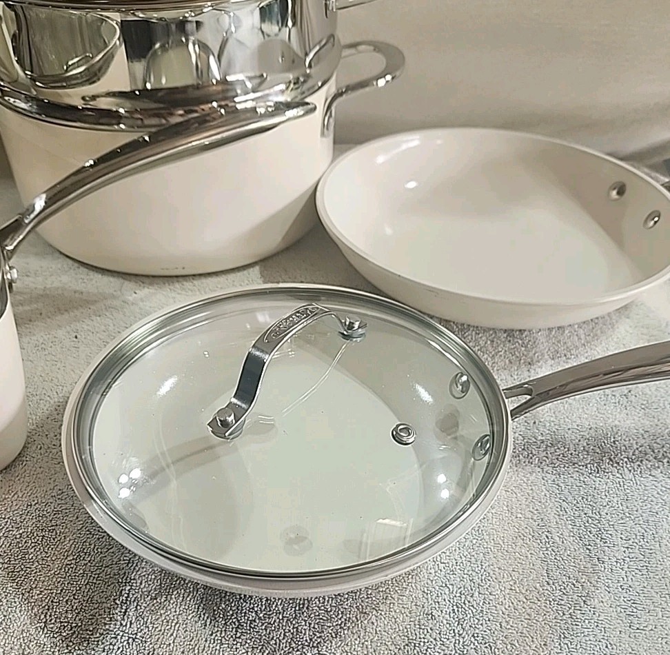 Gotham Steel White/cream 13-piece Cookware Set