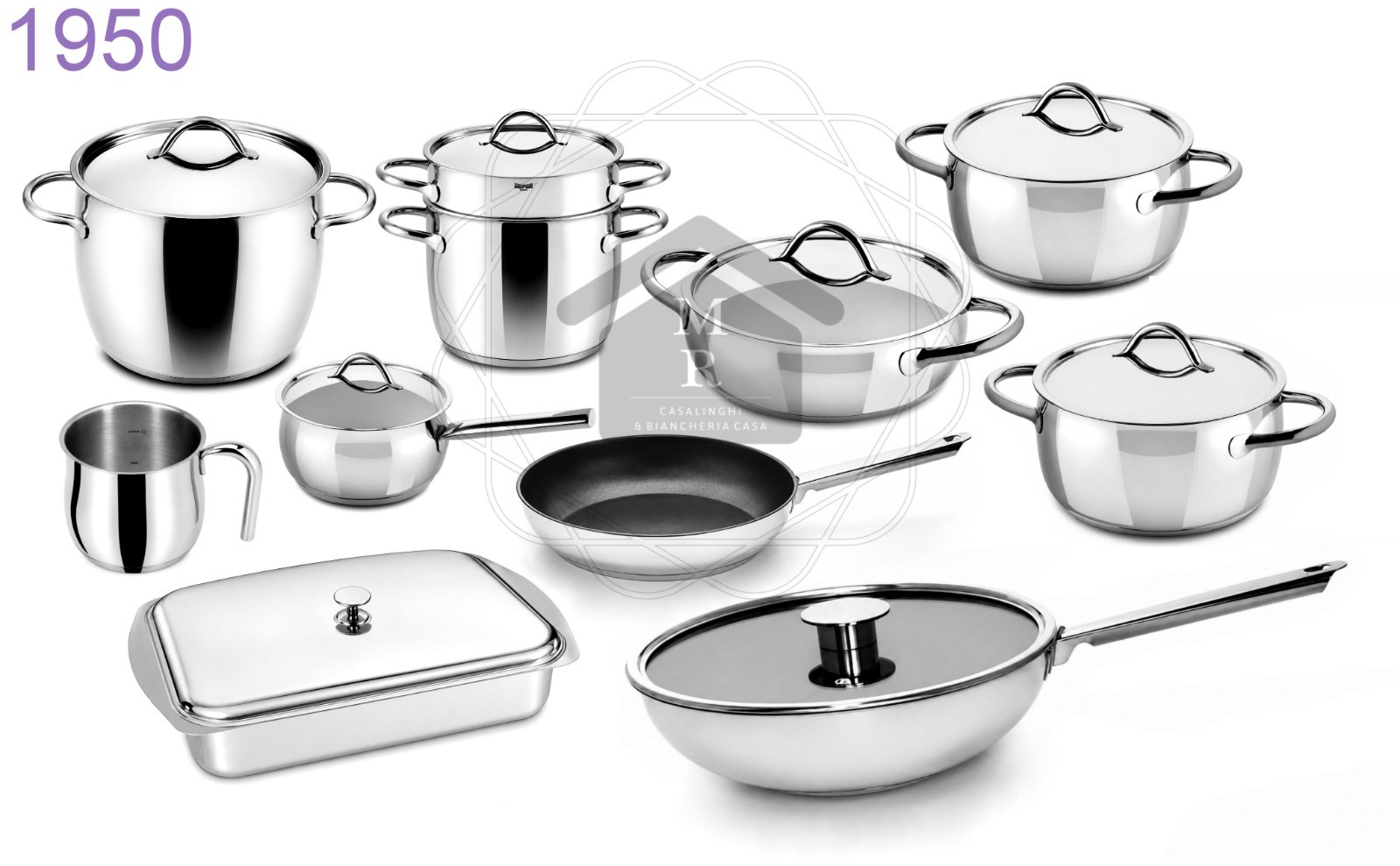 19pc Pot Battery 18/10 Stainless Steel Induction 1950 Mepra