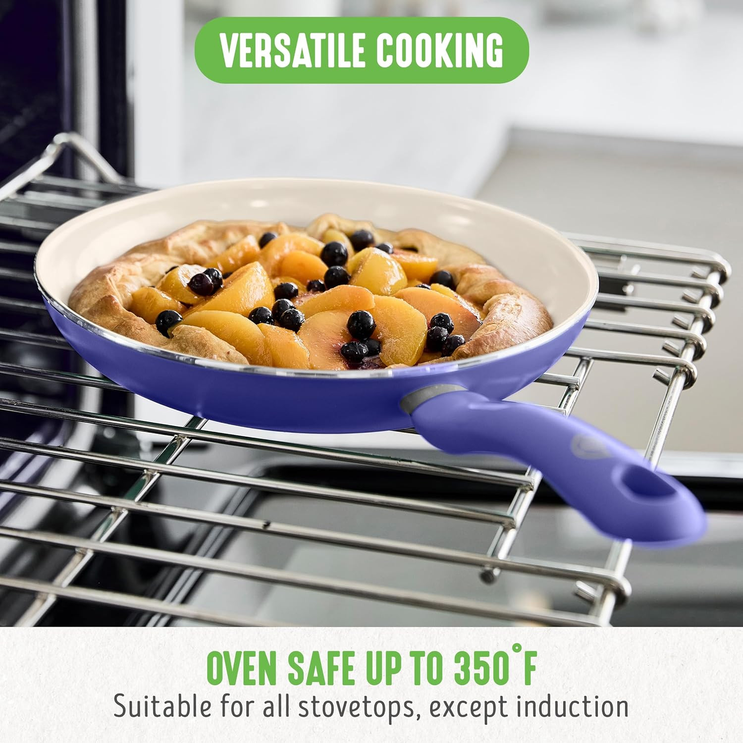 Soft Grip 16 Piece Cookware Set, Non-Toxic Pfas-Free Ceramic Nonstick, Frying, S