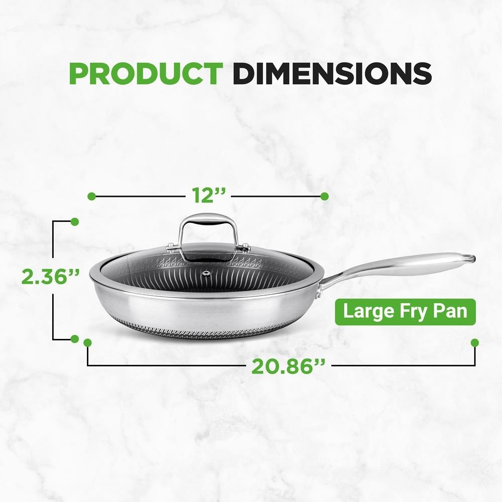 NutriChef Non-Stick Frying Pan w/Lid – 500°F Heat Resistant, PFOA/PFOS FREE