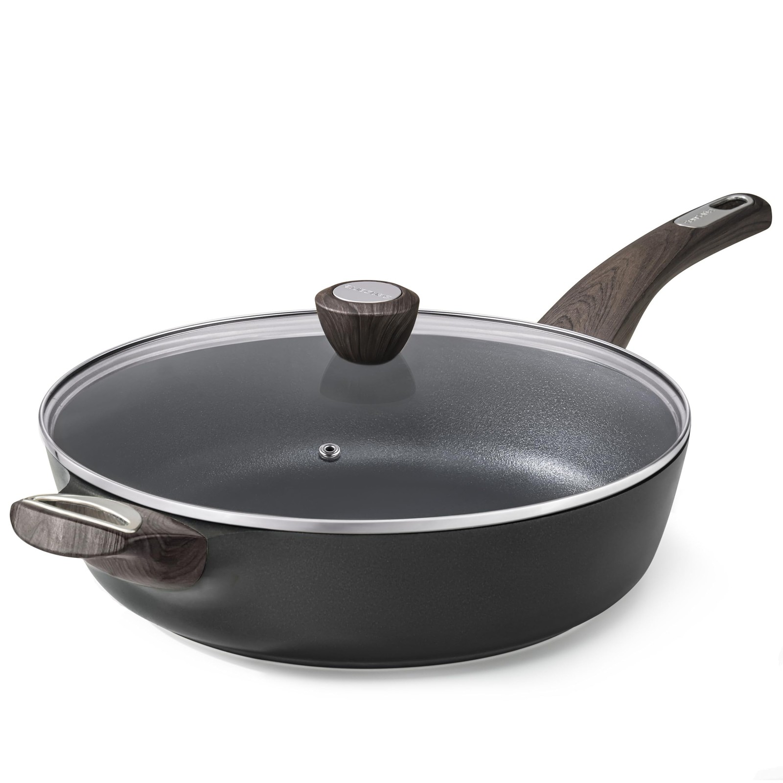 Nonstick Frying Pan Skillet with Lid, 12 Inch Large Deep Frying Pan, 5 Qt Non…