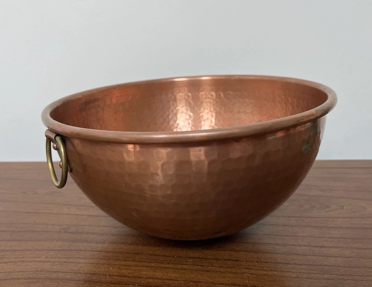 Havard Hammered Copper 9″ Whisking Bowl w/ Rolled Lip Made in France